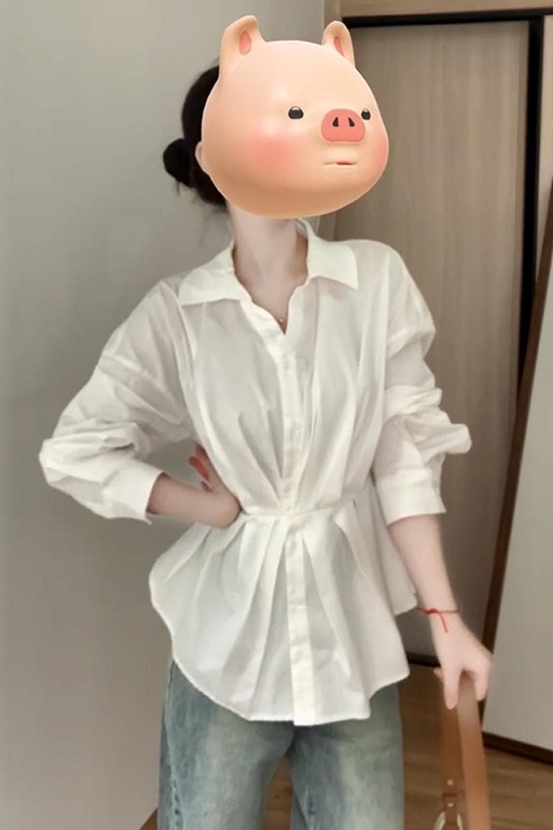 고급 센스 긴팔 화이트 여성 셔츠 이른 가을 새로운 폭발 작은 대중 셔츠 재킷 품격 허리 수축 프랑스식 맨위 상세 이미지 6