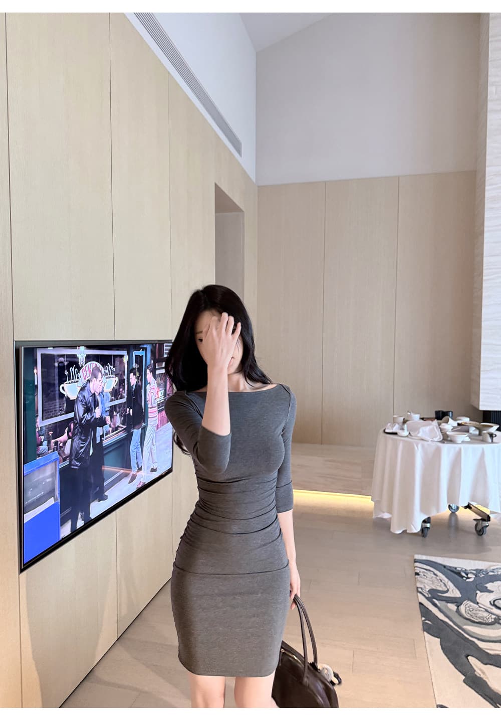 laareetoo 92 라이 경기 서울 루이 가을 치마 여성 가을 2026 새로운 7부 소매 드레스 슬림해 보이는 상세 이미지 13