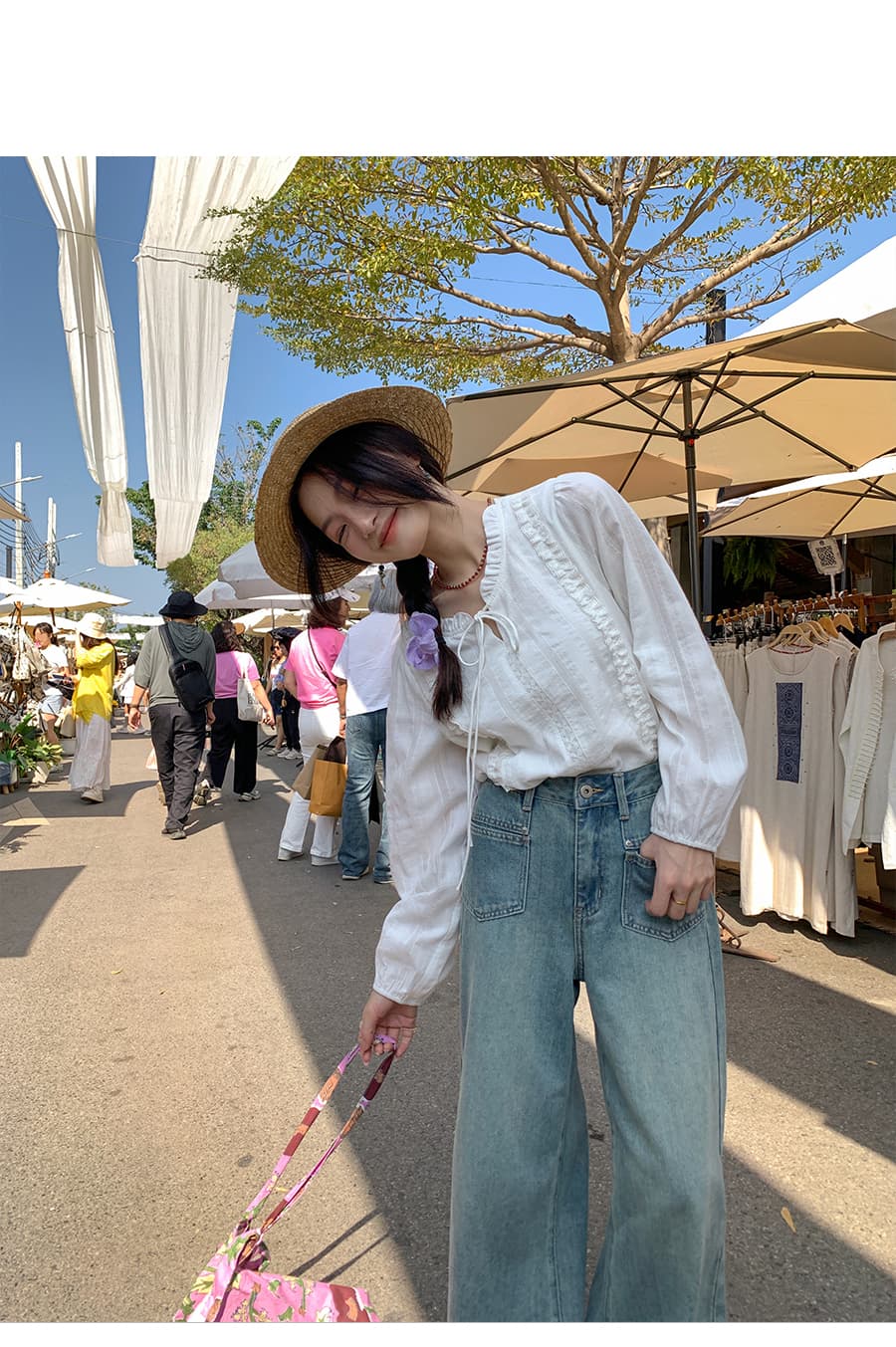 남쪽 법 가을의 날 프랑스식 레이스업 레이스 칼라 2026 화이트 여성 셔츠 작은 키 Chic 부드러운 바람 셔츠 상세 이미지 19