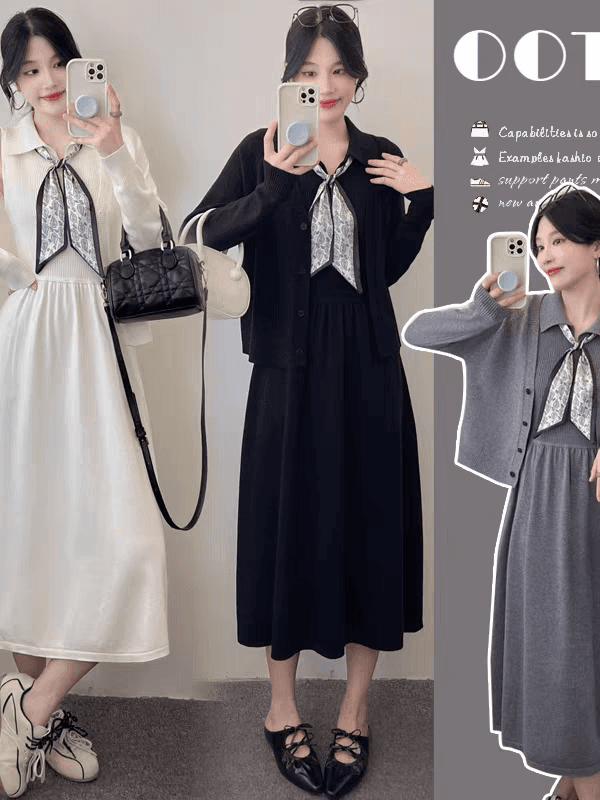 가을 겨울철 드레스 작은 샤넬 스타일 2026 새로운 카디건 코트 조끼 스커트 투피스 슈트 고급 센스 이미지 4