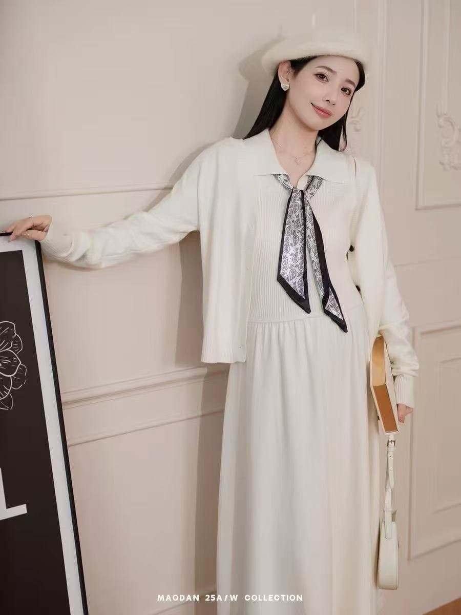 가을 겨울철 드레스 작은 샤넬 스타일 2026 새로운 카디건 코트 조끼 스커트 투피스 슈트 고급 센스 상세 이미지 2
