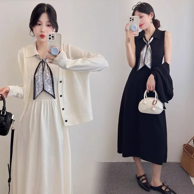 가을 겨울철 드레스 작은 샤넬 스타일 2026 새로운 카디건 코트 조끼 스커트 투피스 슈트 고급 센스 상세 이미지 6