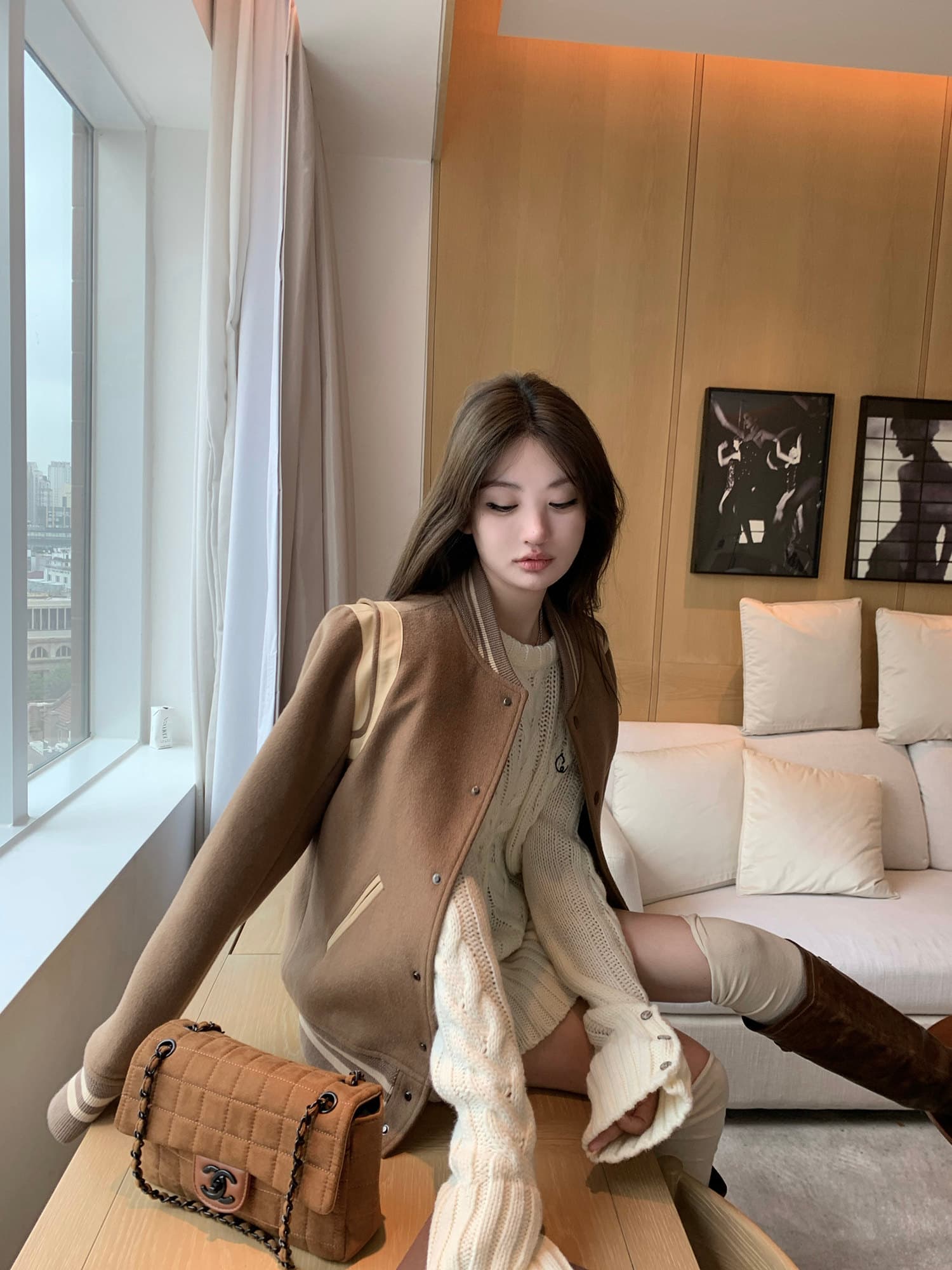 wuuus 오랜 친구 공물 도로 연삭 털 레트로 야구 유니폼 여성 새로운 쇼트 스타일 재킷 두꺼운 이미지 2