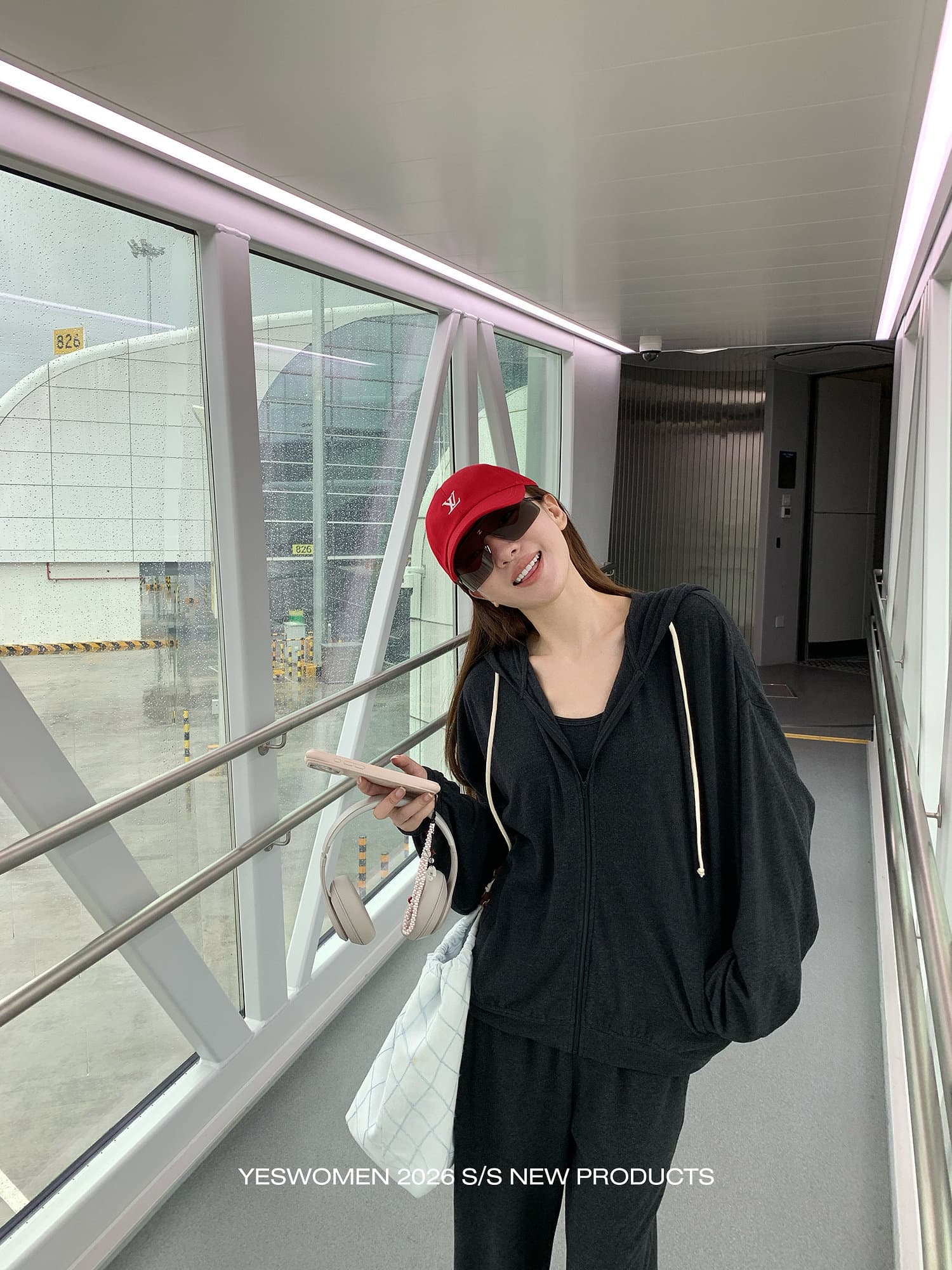 작은 적합한 맞춤 am v 구름 시리즈 가을 새로운 얇은 스타일 후드 티 스웨터 운동 캐주얼 세트 여성 상세 이미지 9