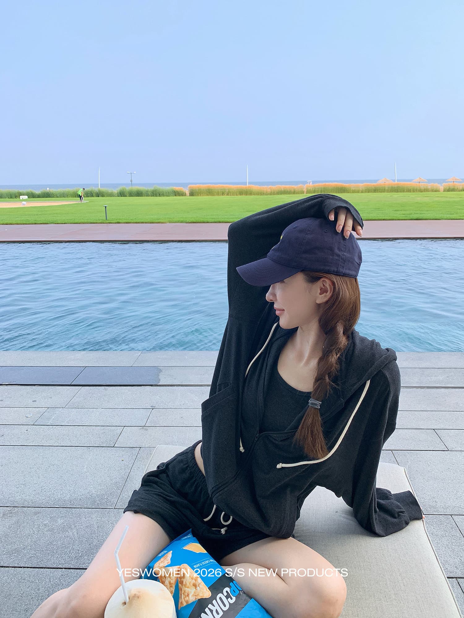 작은 적합한 맞춤 am v 구름 시리즈 가을 새로운 얇은 스타일 후드 티 스웨터 운동 캐주얼 세트 여성 상세 이미지 14