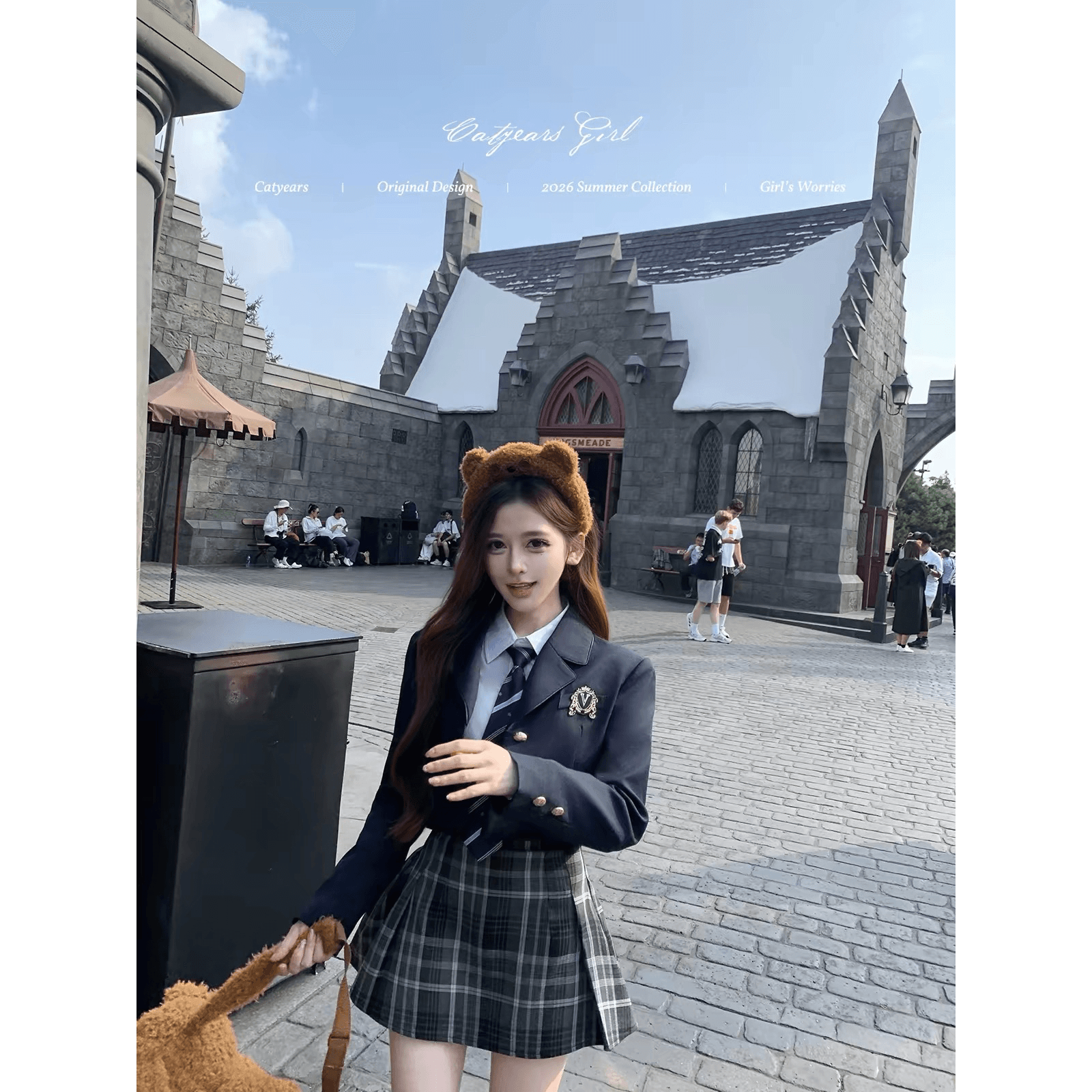 catyears 고양이 년 칭탄 높은 예술 무거운 학원 스타일 세트 정장 셔츠 반 스커트 스카프 이미지 5