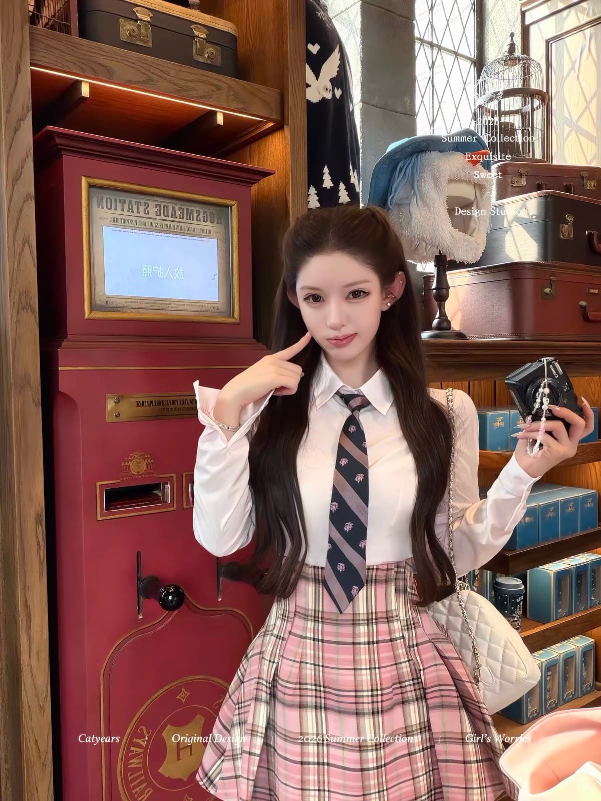 catyears 고양이 년 칭탄 높은 예술 무거운 학원 스타일 세트 정장 셔츠 반 스커트 스카프 이미지 2