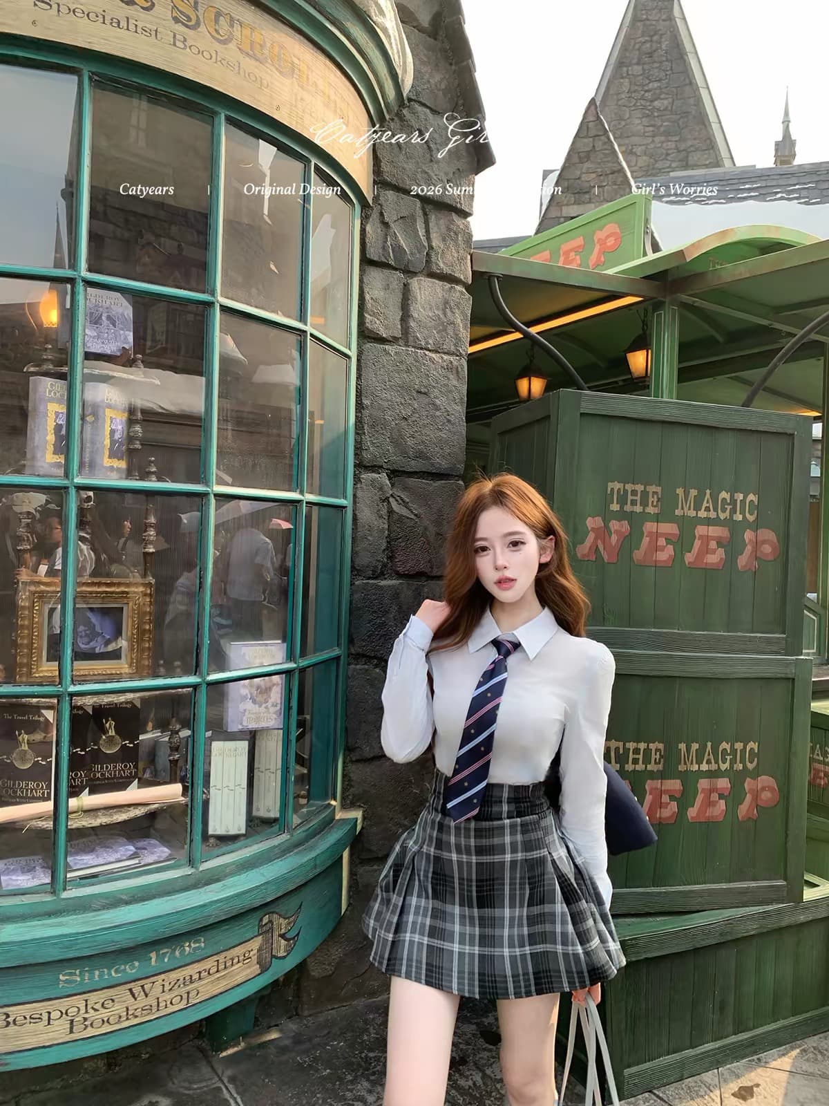 catyears 고양이 년 칭탄 높은 예술 무거운 학원 스타일 세트 정장 셔츠 반 스커트 스카프 이미지 3