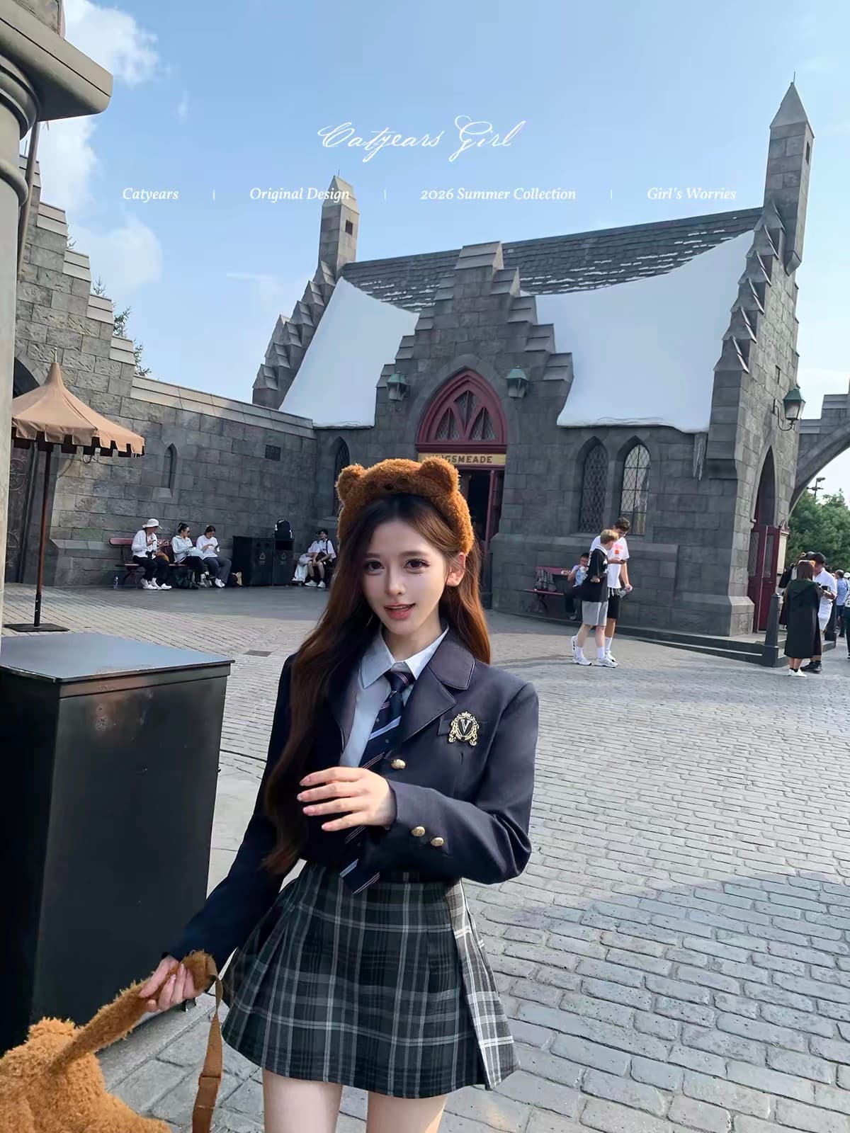 catyears 고양이 년 칭탄 높은 예술 무거운 학원 스타일 세트 정장 셔츠 반 스커트 스카프 상세 이미지 5