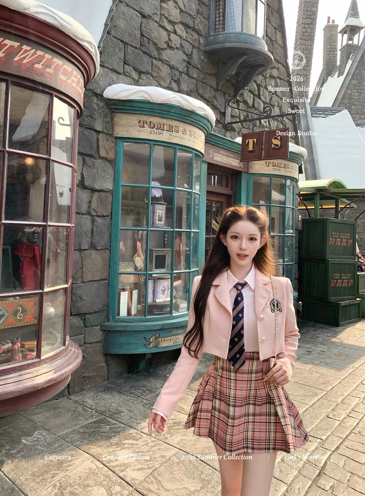 catyears 고양이 년 칭탄 높은 예술 무거운 학원 스타일 세트 정장 셔츠 반 스커트 스카프 상세 이미지 6