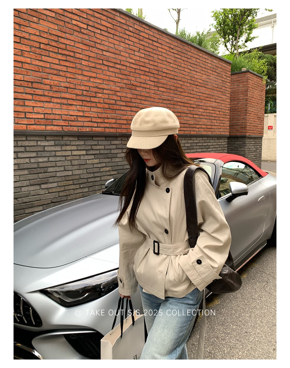 테이크 아웃 도착 함 서울 휴일 이른 가을 한 부서 쇼트 스타일 바람막이 여성 코트 영국식 바람 스탠드 칼라 허리 수축 재킷 상세 이미지 12