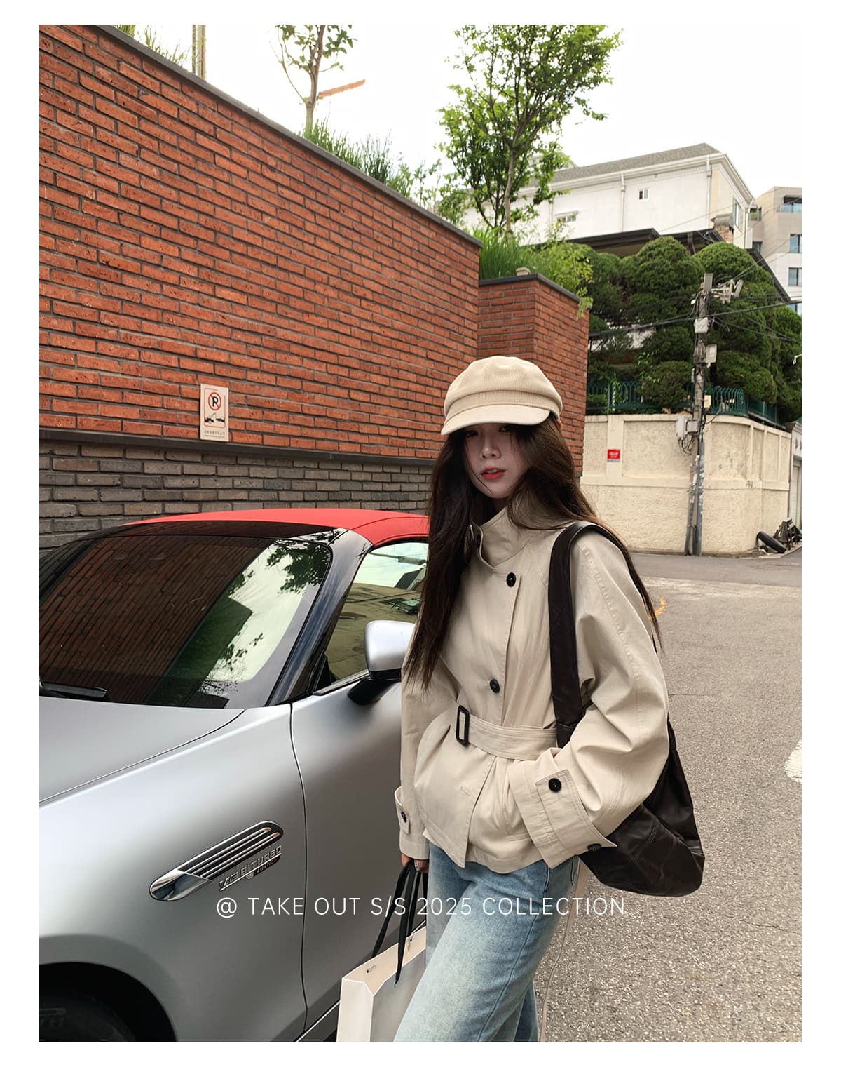 테이크 아웃 도착 함 서울 휴일 이른 가을 한 부서 쇼트 스타일 바람막이 여성 코트 영국식 바람 스탠드 칼라 허리 수축 재킷 상세 이미지 13