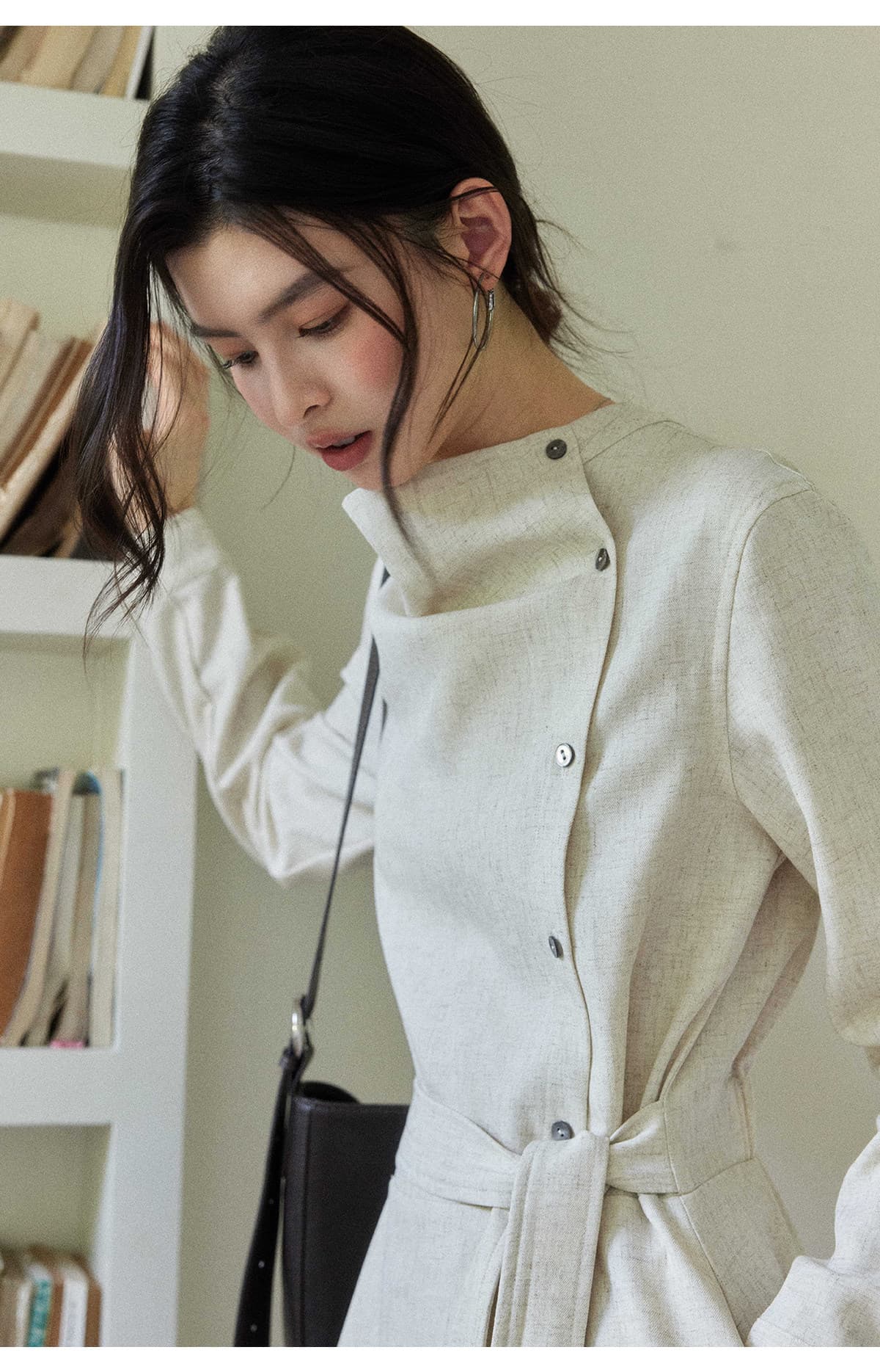 II 양 디자인 暮 구름 돌아 가기 고급 센스 길다 반팔 비스듬한 문 襟 여성 드레스 지식인 바람 허리 수축 치마 상세 이미지 18