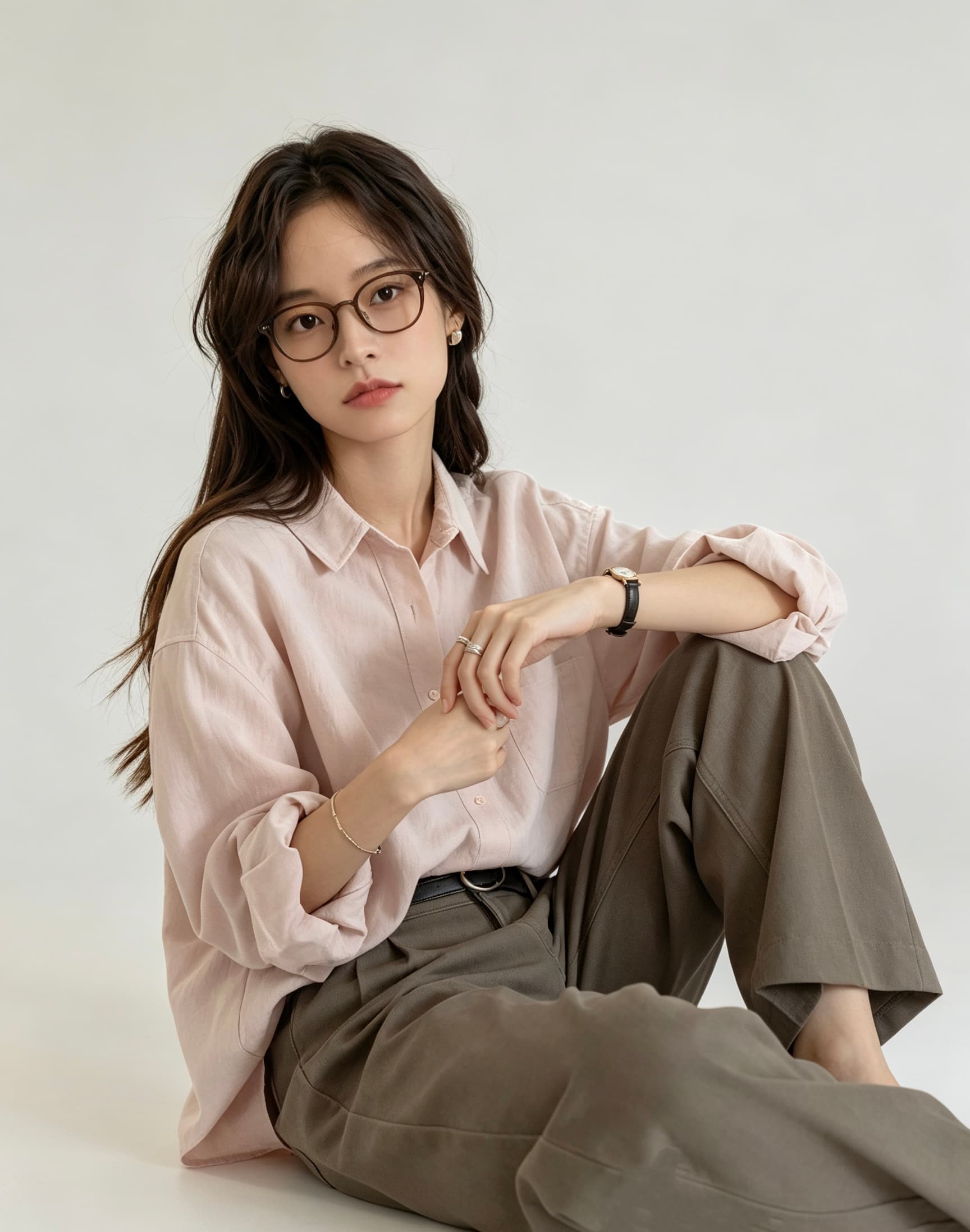 단색 미니멀리즘 폴로 칼라 셔츠 여성 레저 빅 포켓 도루 센스 긴팔 맨위 상세 이미지 12