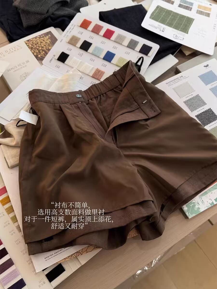 오래된 돈 바람 아마 반바지 여성 2026 새로운 여름 레트로 고급 센스 루즈핏 캐주얼 작은 키 넓은 다리 핫 바지