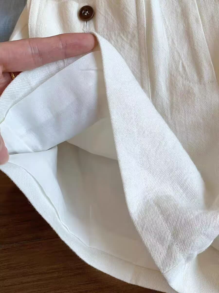 오래된 돈 바람 화이트 하이웨이스트 넓은 다리가 짧다. 바지 여성 의류 여름 루즈핏 슬림해 보이는 배 종류 몸 작은 키 캐주얼 반바지 이미지 3