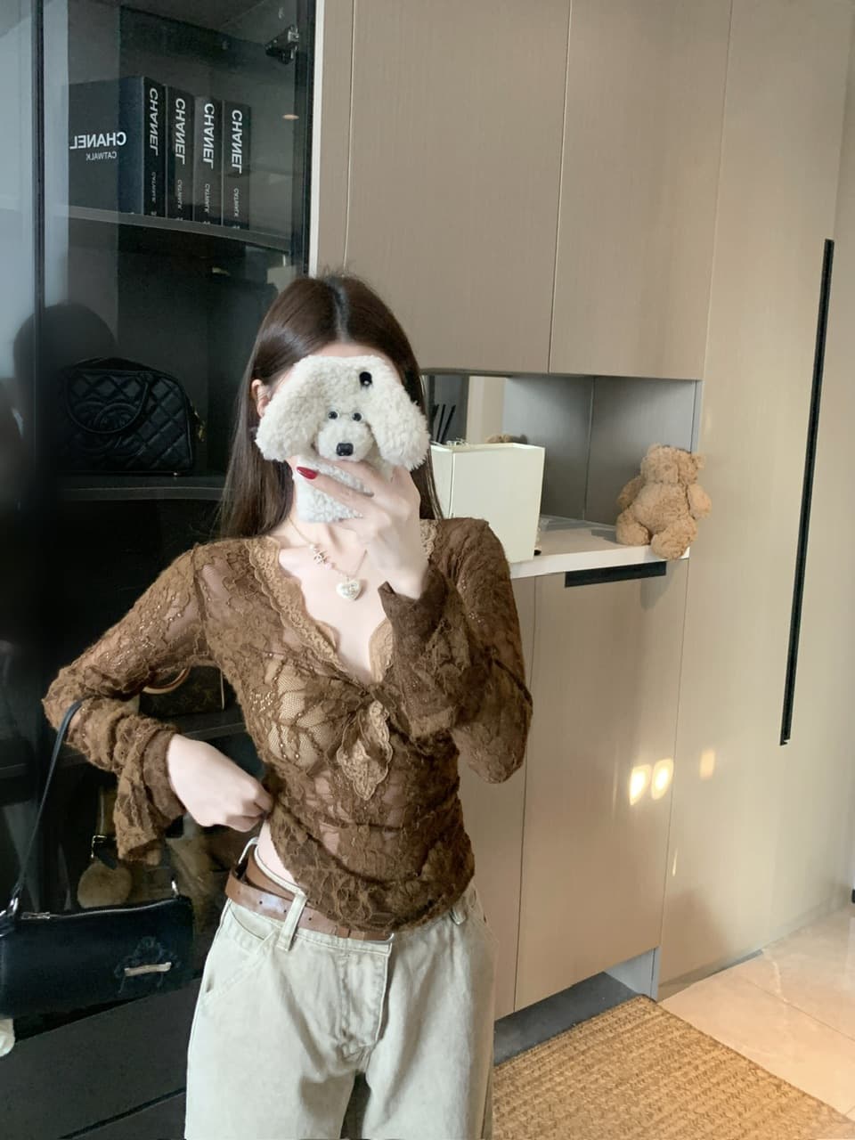 실사 정가 순수한 욕망 바람 섹시함 달콤한 매운맛 비틀림 레이스 조각 배색 몸매 가꾸기 디자인 센스 기본 셔츠 상세 이미지 11