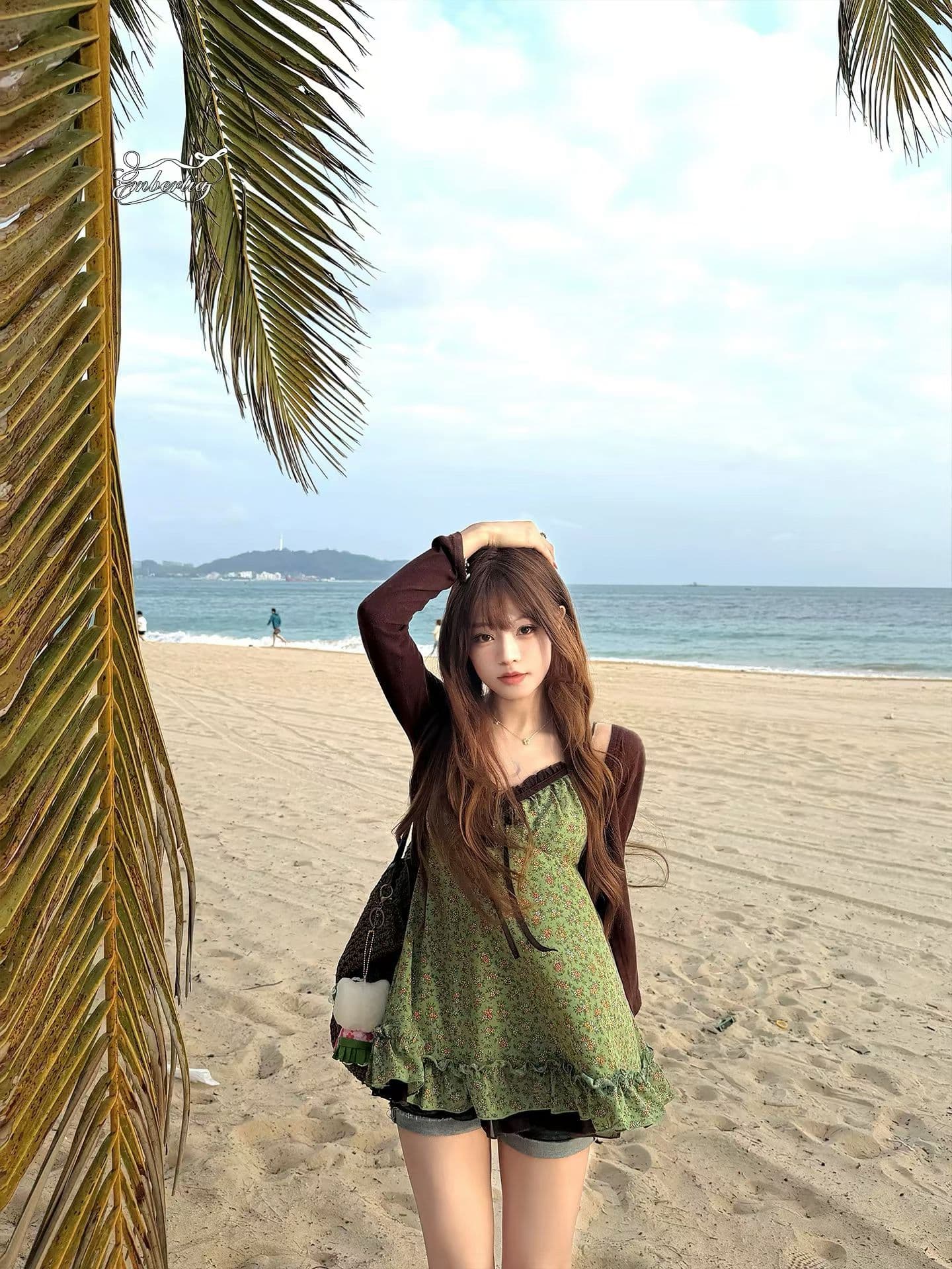 한 부서 패션 캐주얼 전원 바람 꽃무늬 패치워크 슬립 여성 의류 여름 스택 착용 자외선 차단 오픈 가디건 맨위 투피스 세트 상세 이미지 3