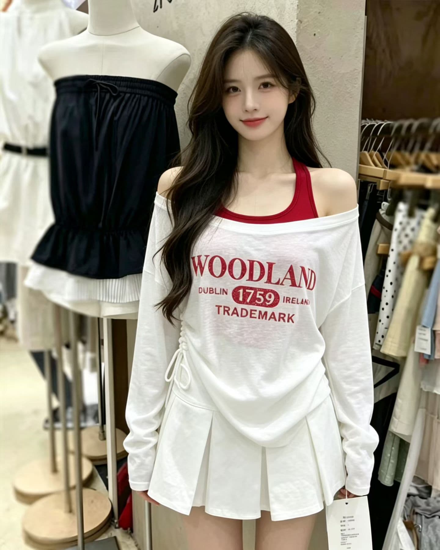 2026 여름 새로운 펌프 로프 주름 알파벳 V넥 자외선 차단 티셔츠 인사이드 가져 가라. 조끼 패션 외국 가스 두 조각 여성 세트