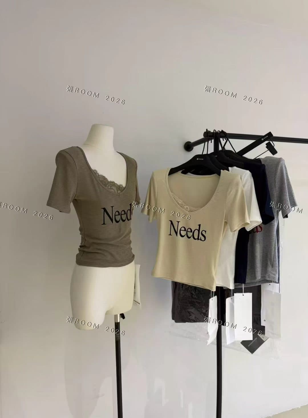 V넥 패치워크 레이스 긍정적 인 어깨 알파벳 프린트 맨위 여성 여름 새로운 몸매 가꾸기 슬림해 보이는 아메리칸 핫걸 맨위 여성 상세 이미지 4