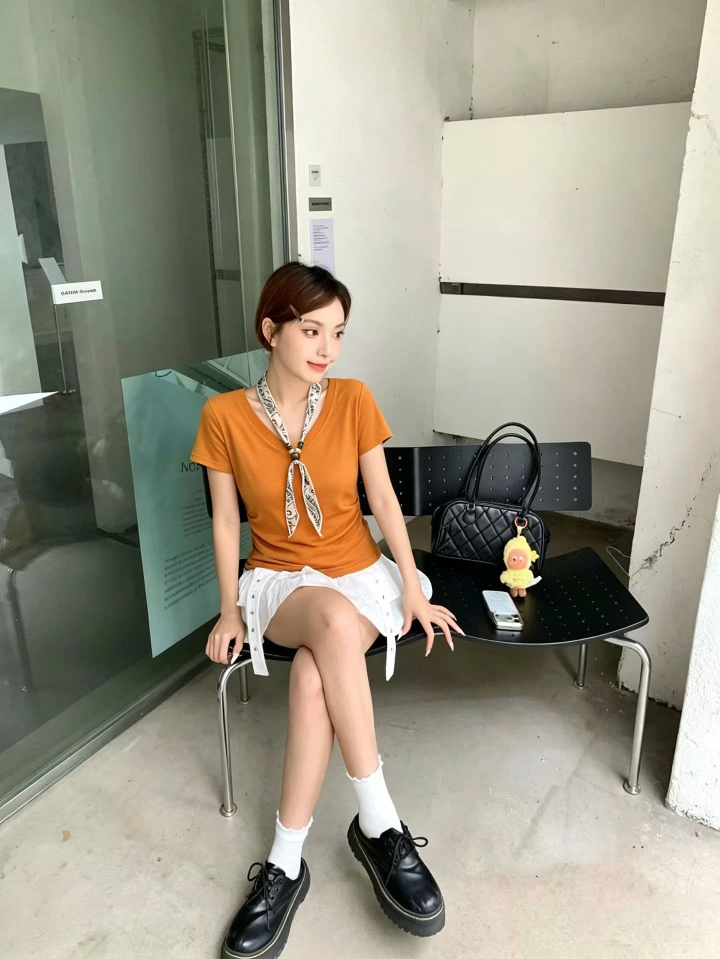 여성 의류 디자인 센스 스카프 V넥 긍정적 인 어깨 반팔 티셔츠 여성 2026 여름 꼬집기 허리 슬림해 보이는 맨위 여성 상세 이미지 4