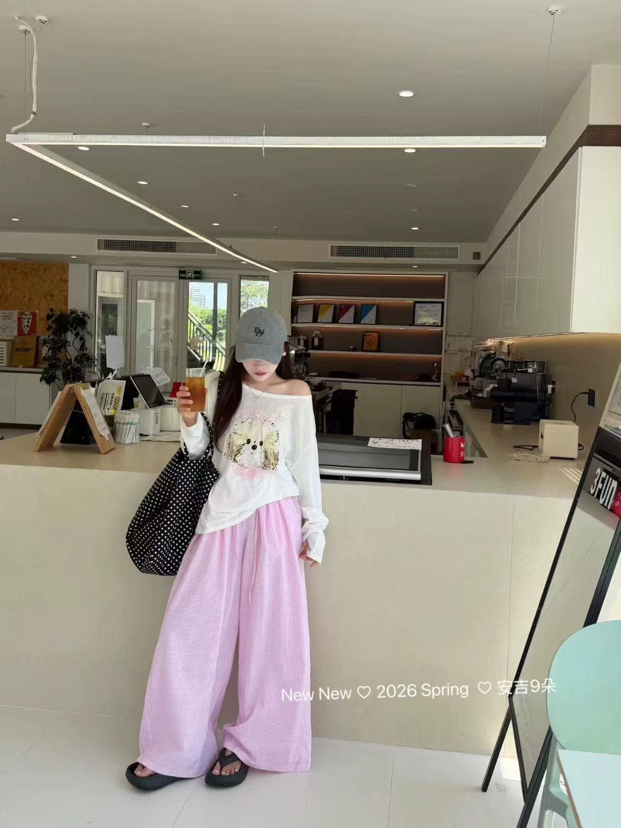 여름 캐주얼 바람 맨위 얇은 스타일 자외선 차단 블라우스 에어컨 셔츠 강아지 프린트 나비 매듭 비스듬한 어깨 긴팔 티셔츠 여성 이미지 3