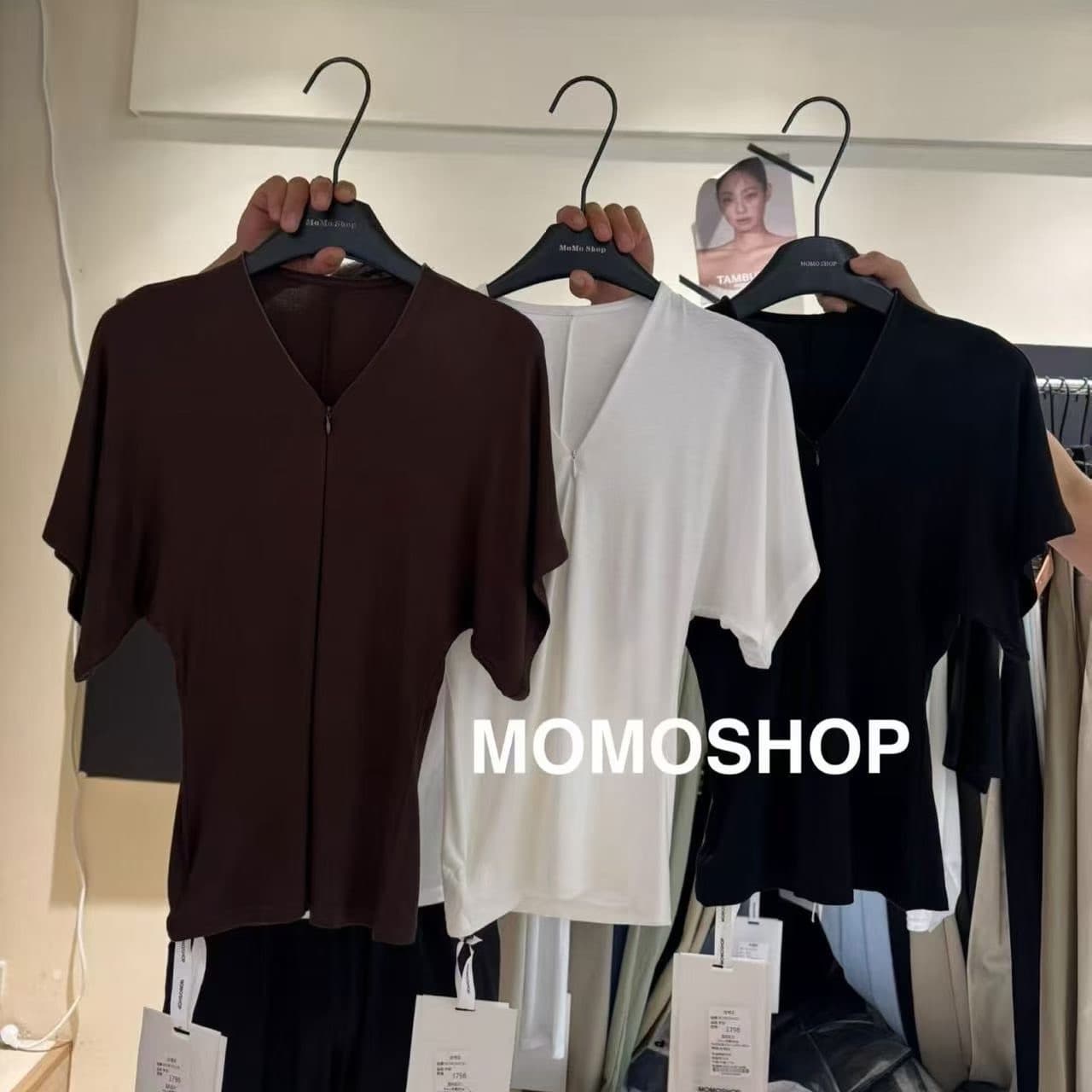 핫걸 바람 V넥 배트윙 소매 꼬집기 허리 반팔 티셔츠 여성 여름 디자인 센스 몸매 가꾸기 슬림해 보이는 맨위 이미지 5