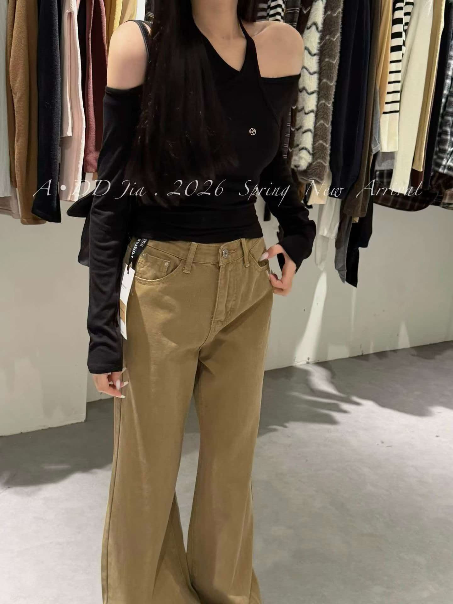 가을 새로운 한 부서 순수한 욕망 바람 행침 목 슬립 페이크 레이어드 티셔츠 핫걸 오프숄더 긴팔 맨위 상세 이미지 4