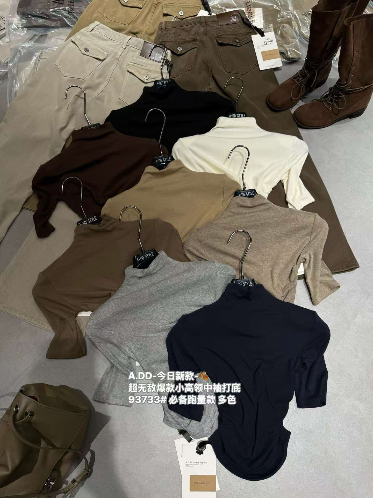 새로운 반하이넥 주름 허리 수축 중간 소매 티셔츠 몸매 가꾸기 슬림해 보이는 순수한 욕망 인사이드 가져 가라. 기본 셔츠 외국 가스 맨위 이미지 3