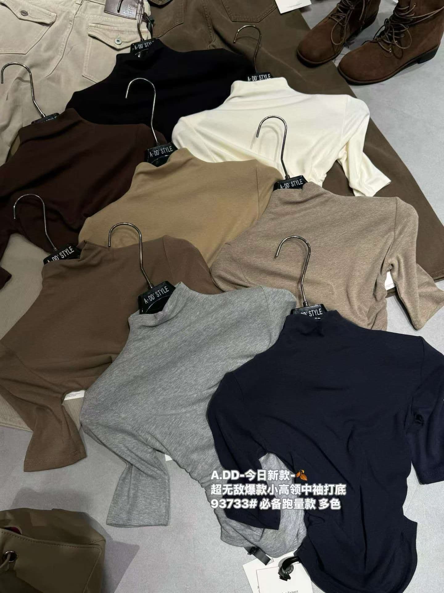 새로운 반하이넥 주름 허리 수축 중간 소매 티셔츠 몸매 가꾸기 슬림해 보이는 순수한 욕망 인사이드 가져 가라. 기본 셔츠 외국 가스 맨위 이미지 4
