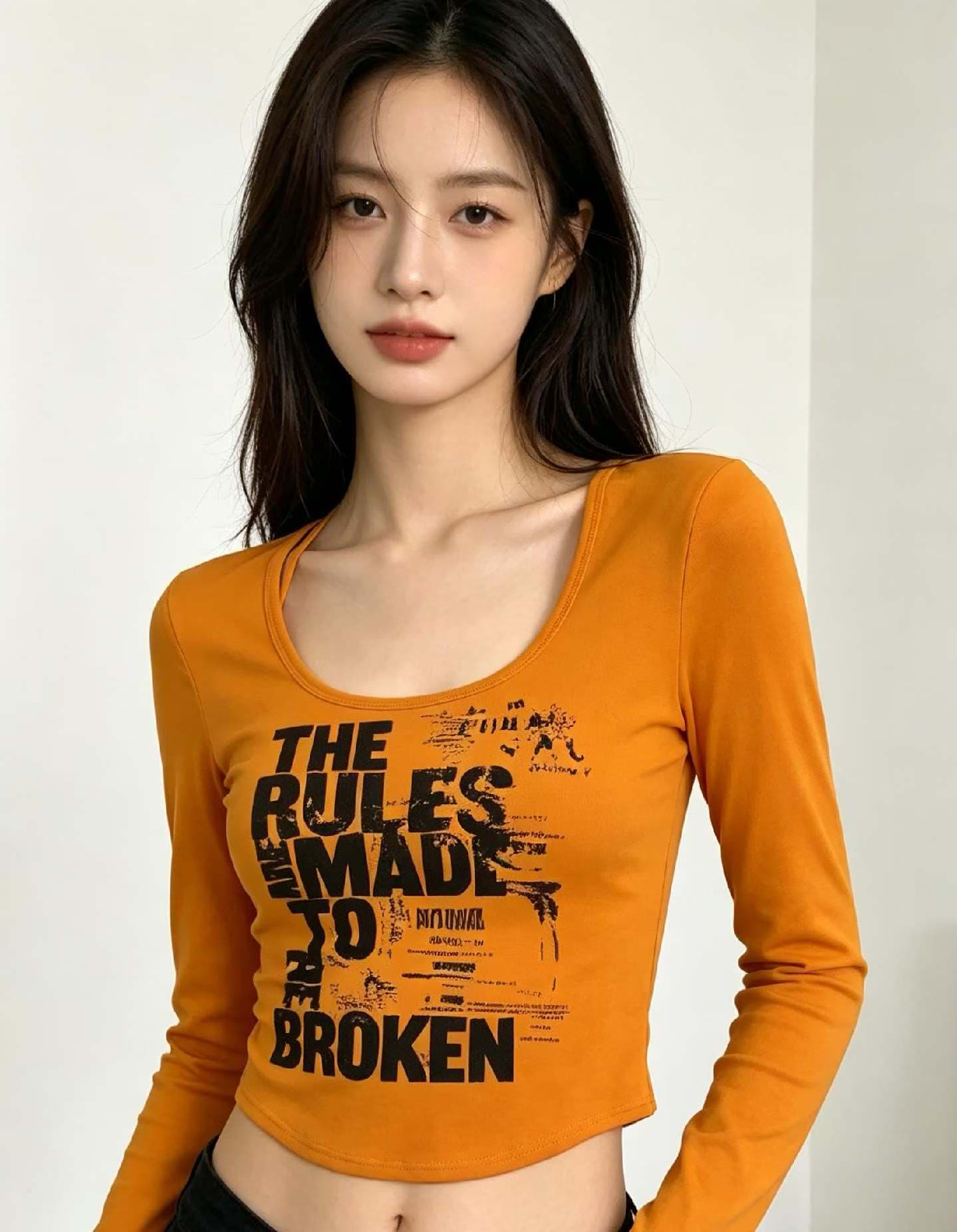 아메리칸 레트로 긴팔 티셔츠 여성 2026 가을 새로운 몸매 가꾸기 슬림해 보이는 핫걸 맨위 상세 이미지 8
