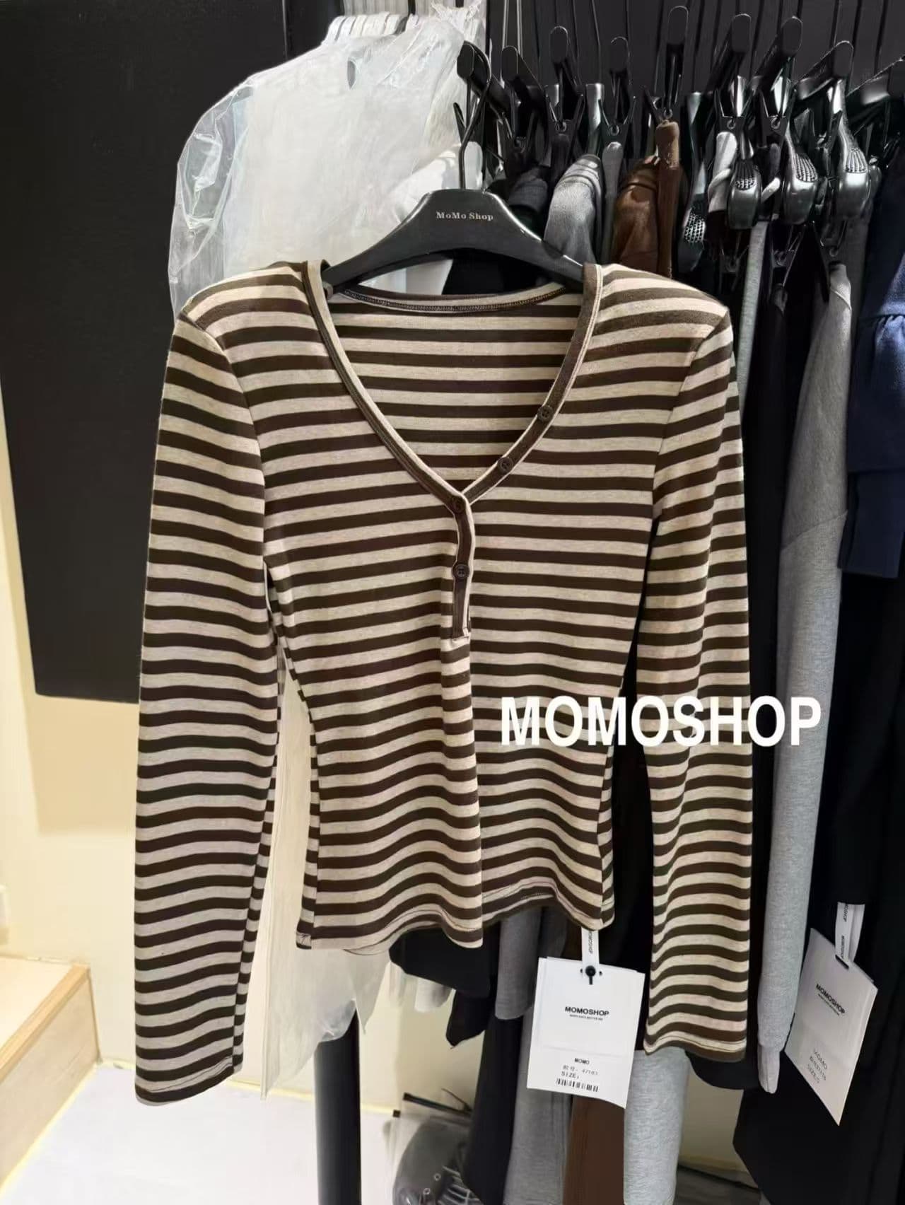 작은 대중 Chic 스트라이프 V넥 인사이드 가져 가라. 기본 셔츠 티셔츠 여성 가을 겨울 2026 새로운 작은 키 몸매 가꾸기 맨위 이미지 4