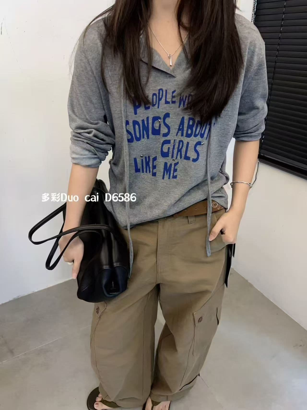 게으른 면 이른 가을 새로운 외국 가스 슬림해 보이는 알파벳 프린트 후드 긴팔 티셔츠 여성 ins 이미지 2