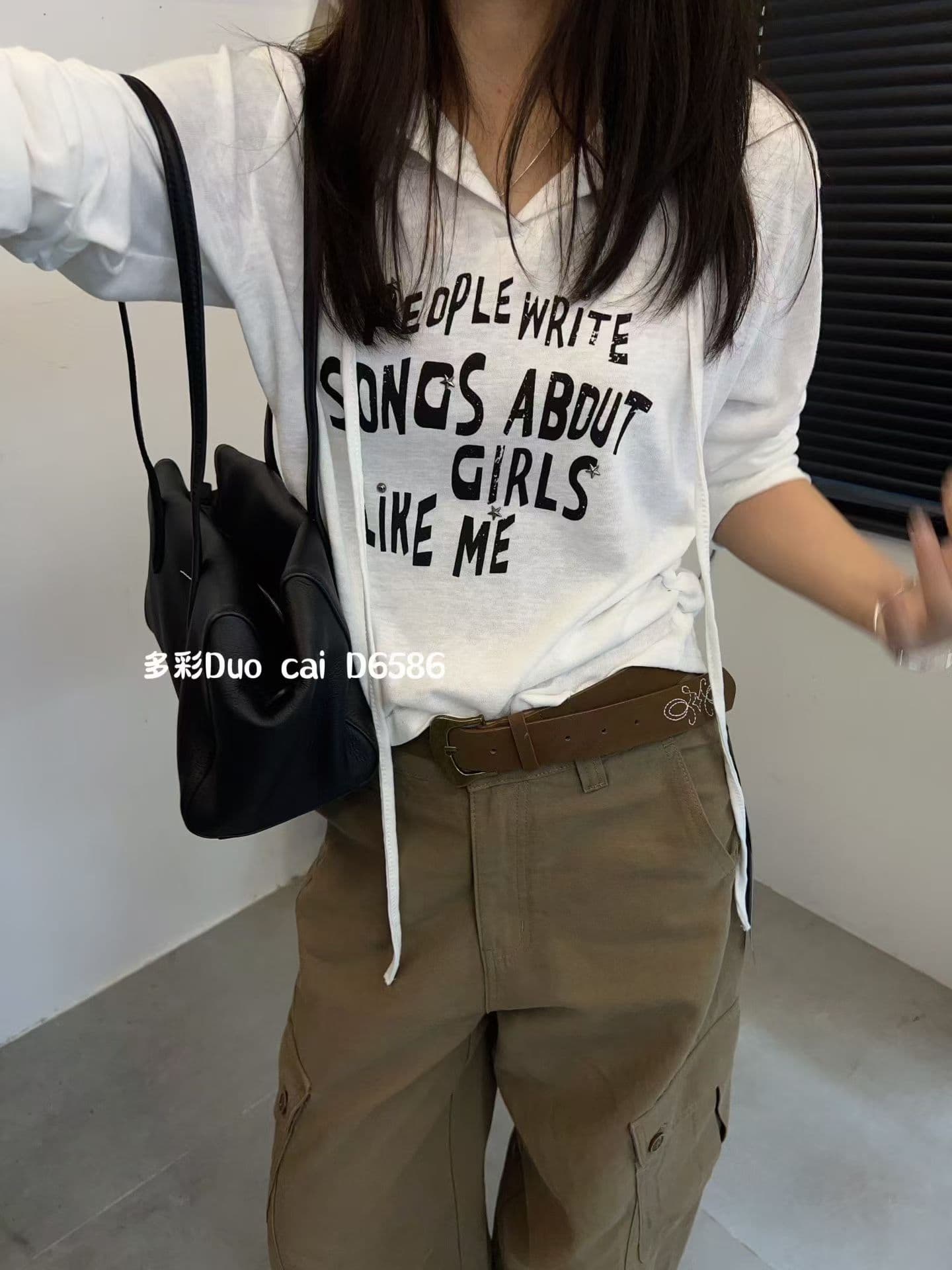 게으른 면 이른 가을 새로운 외국 가스 슬림해 보이는 알파벳 프린트 후드 긴팔 티셔츠 여성 ins 상세 이미지 1