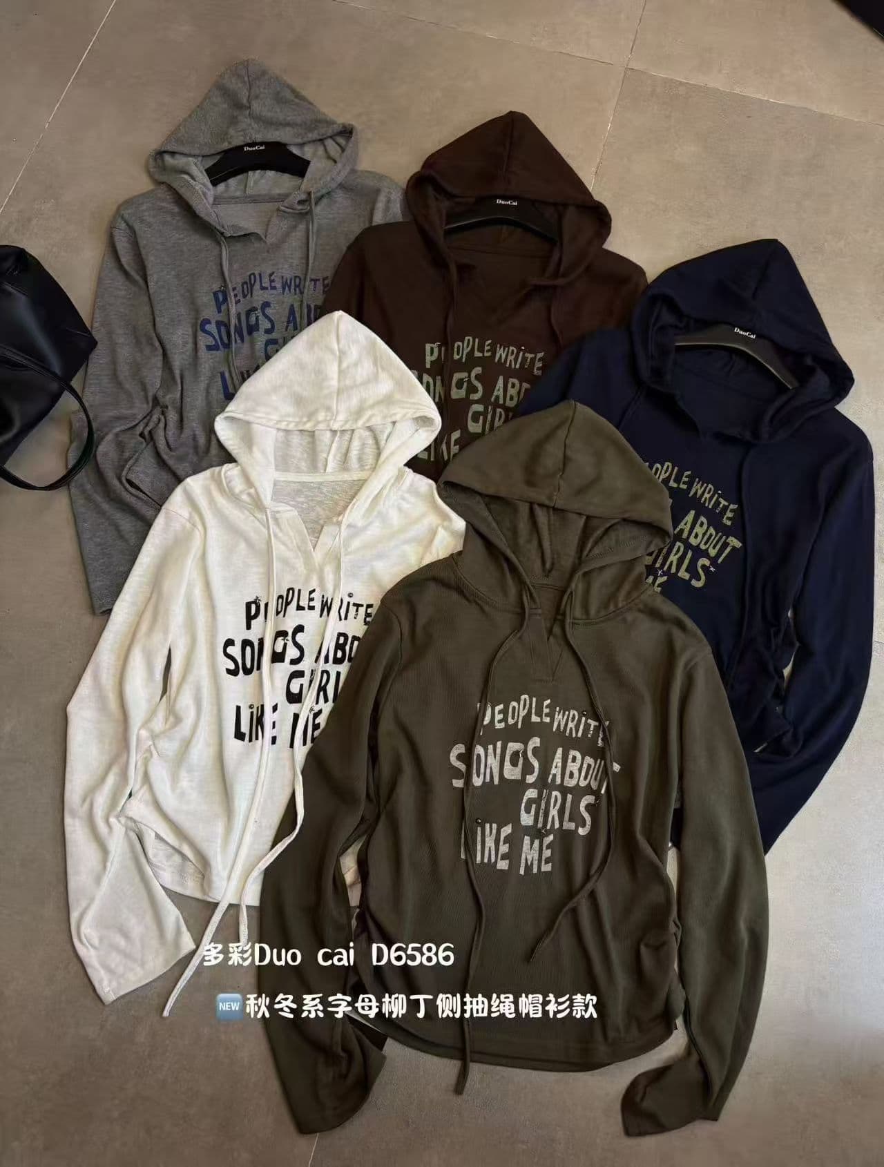 게으른 면 이른 가을 새로운 외국 가스 슬림해 보이는 알파벳 프린트 후드 긴팔 티셔츠 여성 ins 상세 이미지 5