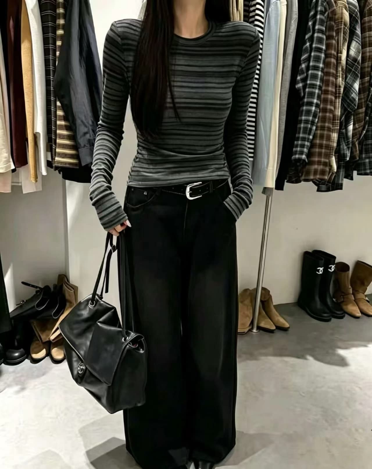 아메리칸 레트로 핫걸 홀치기 염색 긴팔 티셔츠 여성 가을 새로운 라운드 넥 몸매 가꾸기 헤일로 염색 슬림해 보이는 쇼트 스타일 맨위 트렌디 상세 이미지 2
