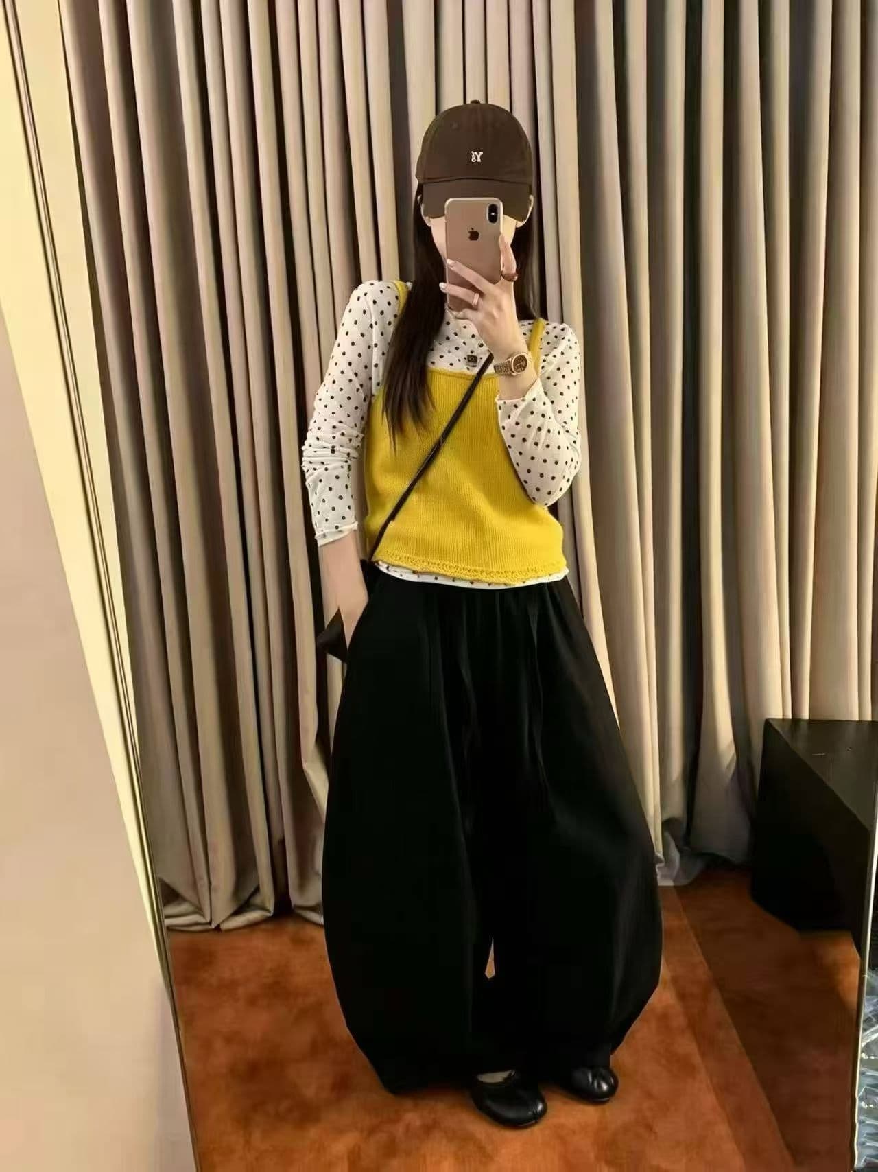 가을 켜기 새로운 패션 착용 가져 가라. 한 부서 이른 가을 분위기 센스 니트 조끼 도트 무늬 기본 셔츠 투피스 세트 상세 이미지 3