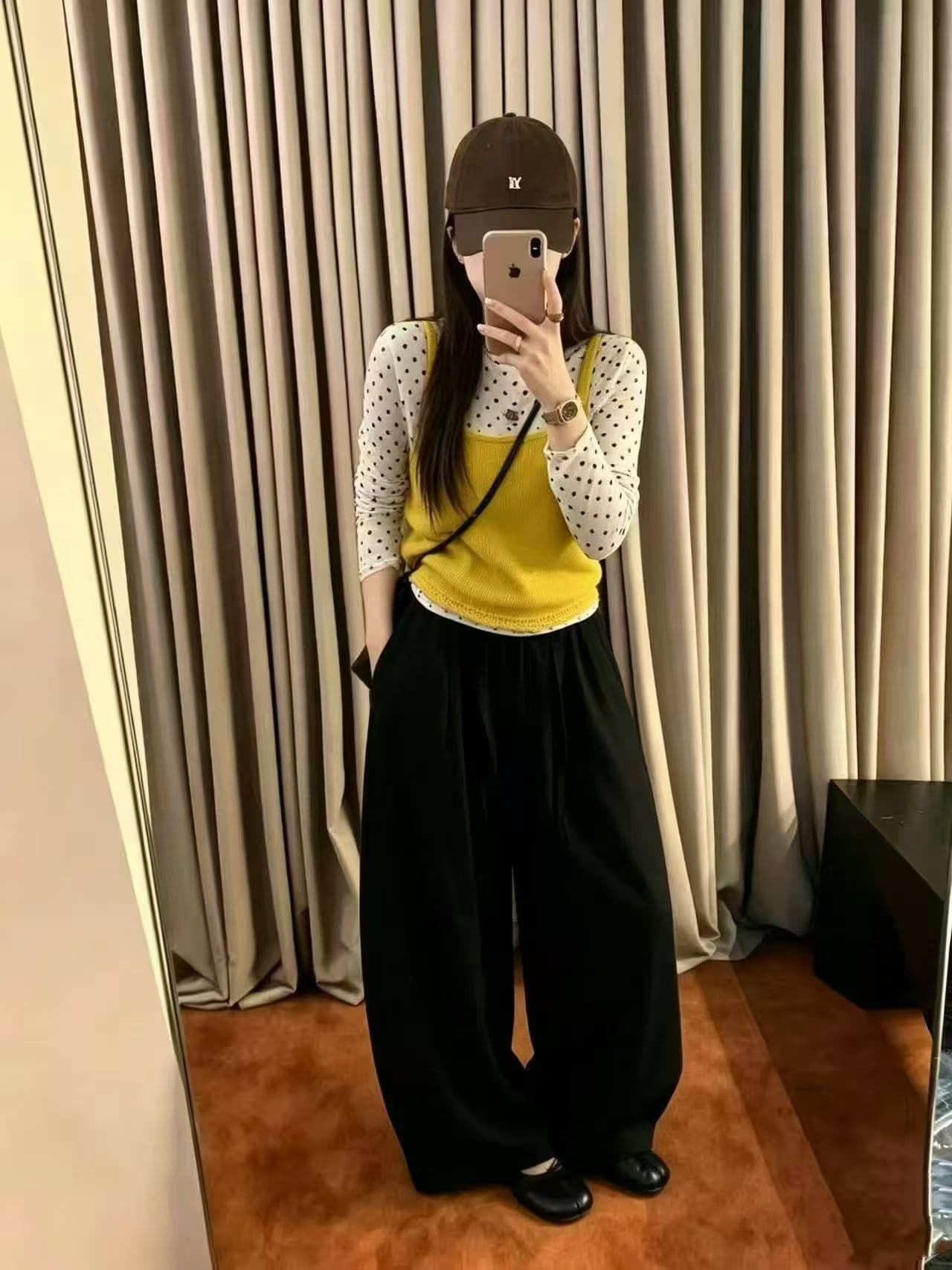 가을 켜기 새로운 패션 착용 가져 가라. 한 부서 이른 가을 분위기 센스 니트 조끼 도트 무늬 기본 셔츠 투피스 세트 상세 이미지 4