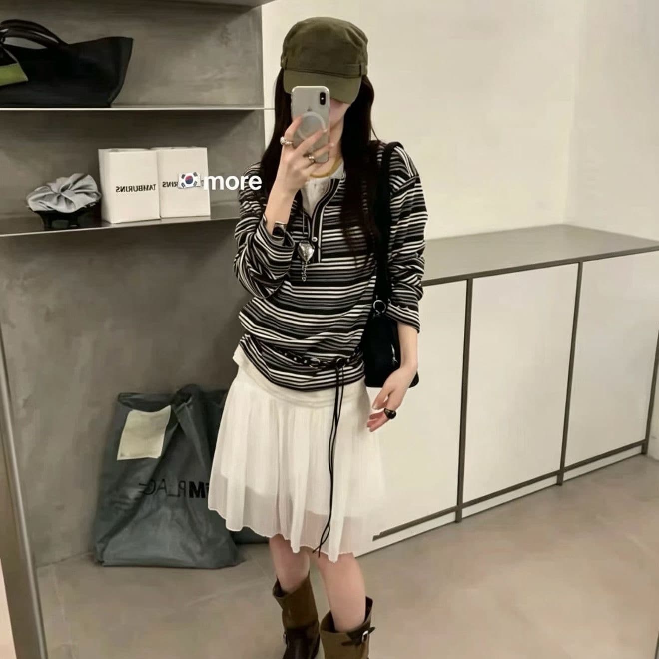 2026 이른 가을 새로운 프로 피부 이중층 페이크 레이어드 스트라이프 헨리 칼라 긴팔 티셔츠 맨위 여성 이미지 6