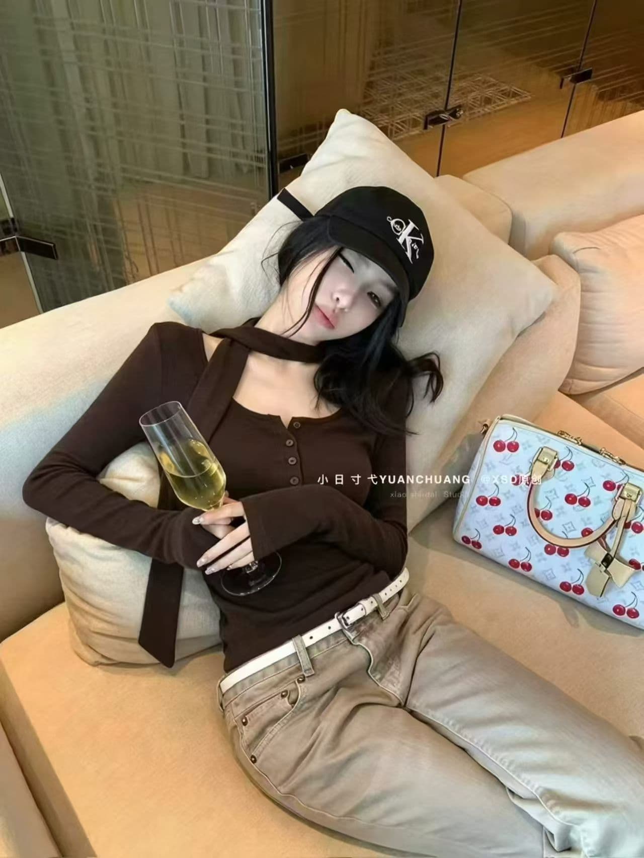 순수한 욕망 바람 핫걸 리본 u 칼라 뒤로 패치워크 레이스 긴팔 티셔츠 가을 겨울 여자 몸매 가꾸기 슬림해 보이는 인사이드 가져 가라. 이미지 3
