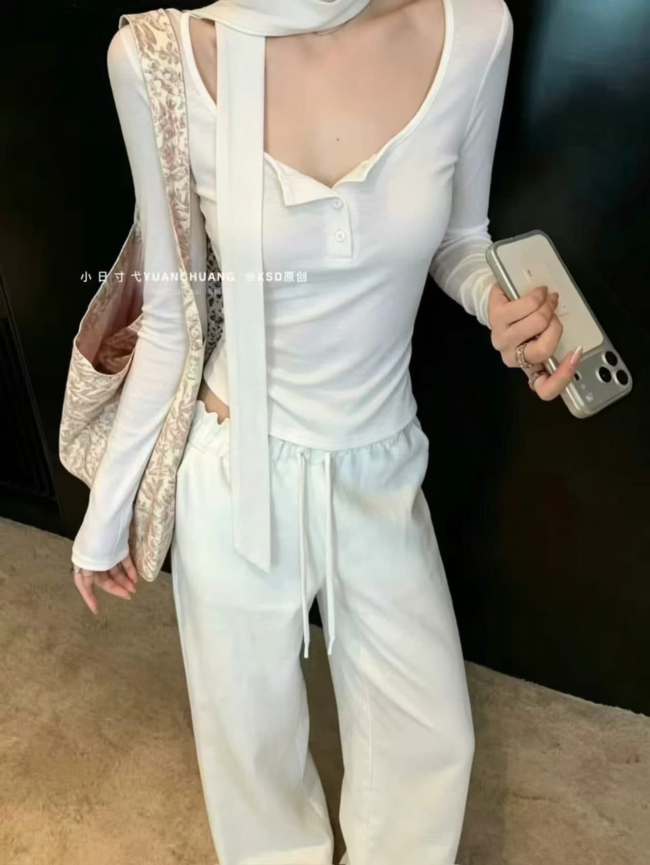 순수한 욕망 바람 핫걸 리본 u 칼라 뒤로 패치워크 레이스 긴팔 티셔츠 가을 겨울 여자 몸매 가꾸기 슬림해 보이는 인사이드 가져 가라. 이미지 4