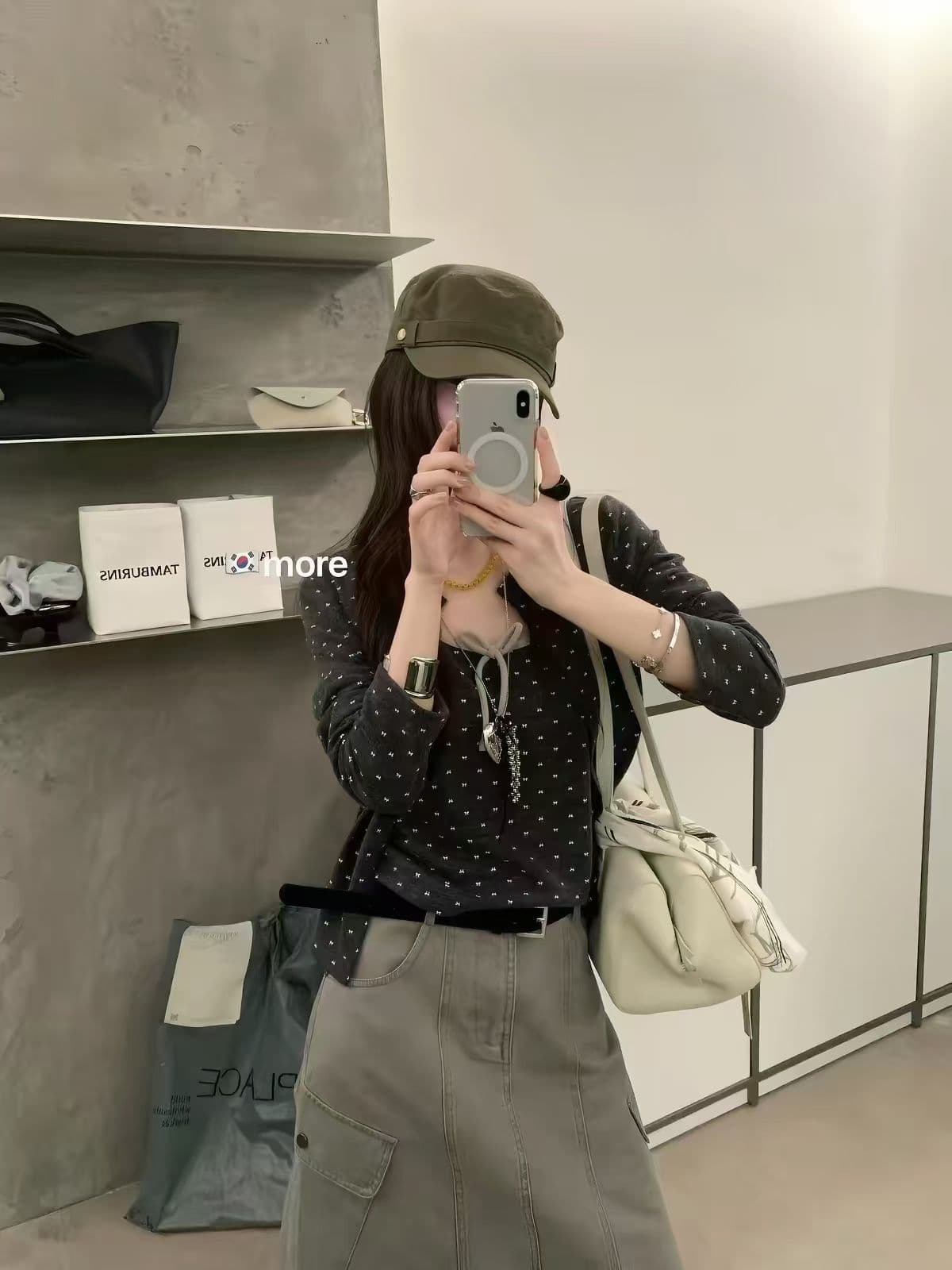 가을 켜기 새로운 한 부서 연령 감소 나비 매듭 작은 열림 셔츠 나비 넥타이 캐미솔 투피스 세트 세트 이미지 2