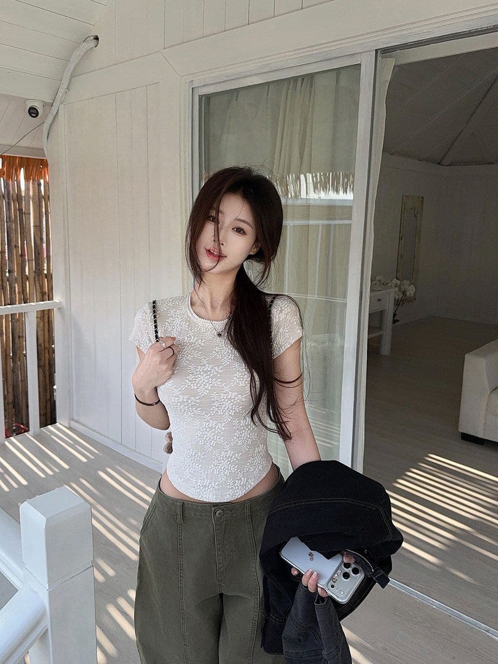 순수한 욕망 바람 레이스 V넥 캐미솔 여성 의류 봄 연령 감소 몸매 가꾸기 화이트 기본 셔츠 맨위 상세 이미지 23