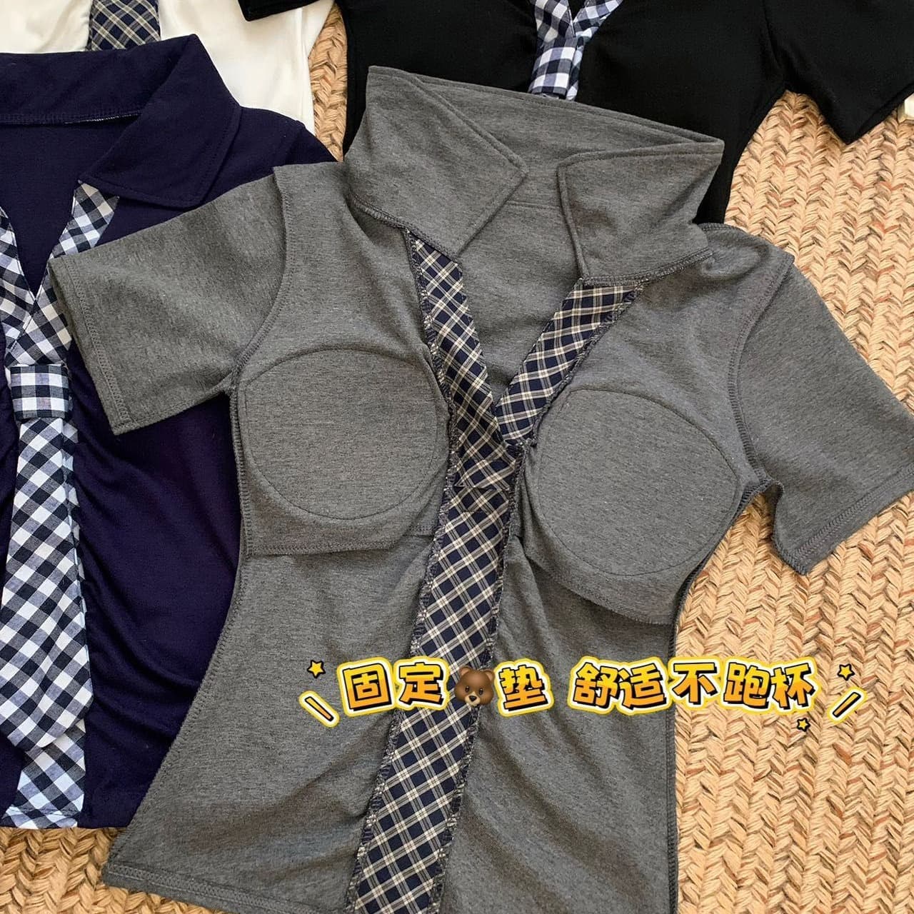 사람들 면 260 그램 사람들 면 polo 체크무늬 넥타이 작은 대중 디자인 센스 긍정적 인 어깨 반팔 티셔츠 패션 다용도 이미지 5