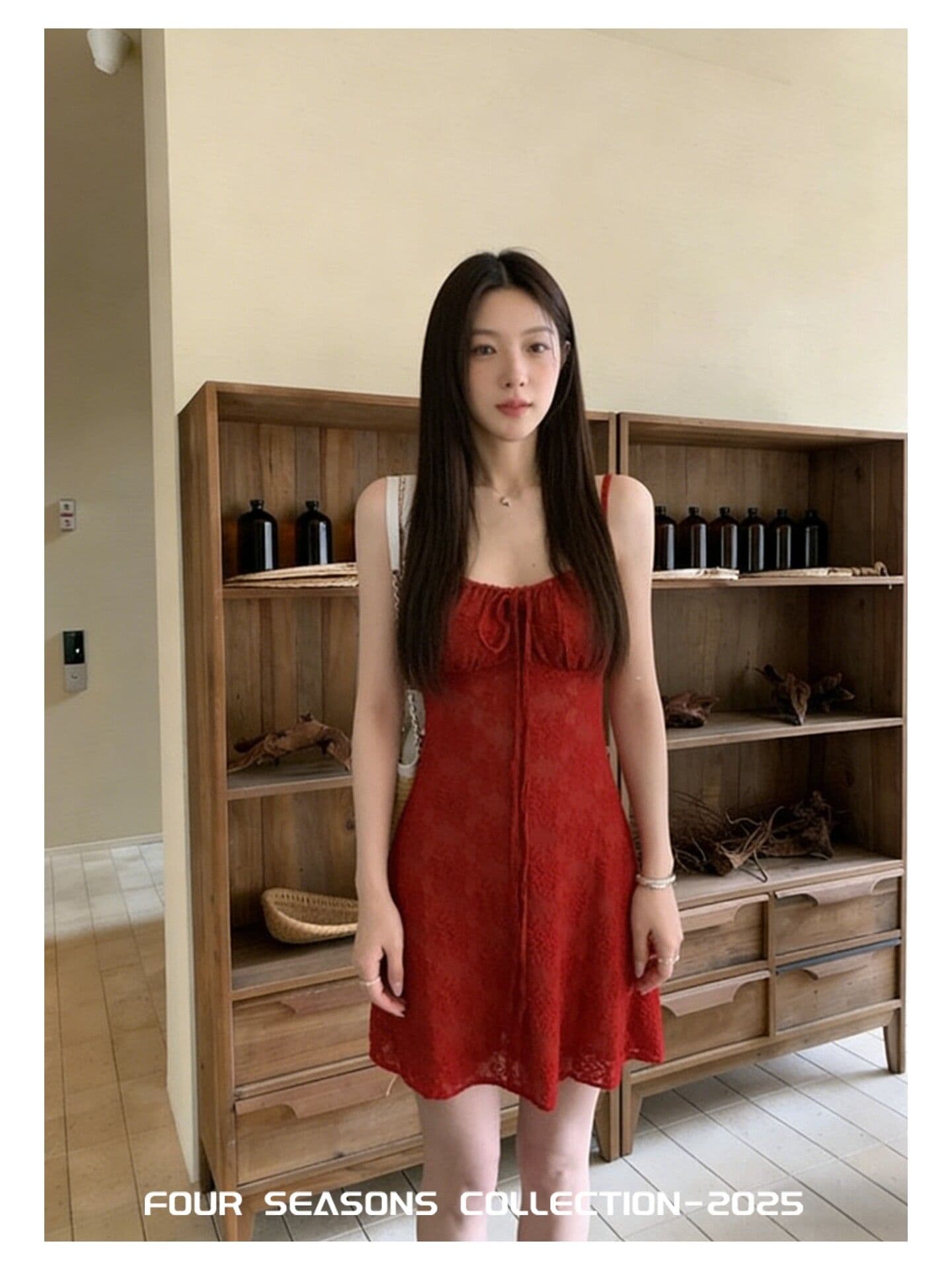 작은 대중 3 차원 자카드 질감 슬립 미니 스커트 여성 여름 새로운 빨간색 달콤한 매운맛 허리 수축 휴가 바람 점프 슈트 치마 상세 이미지 7