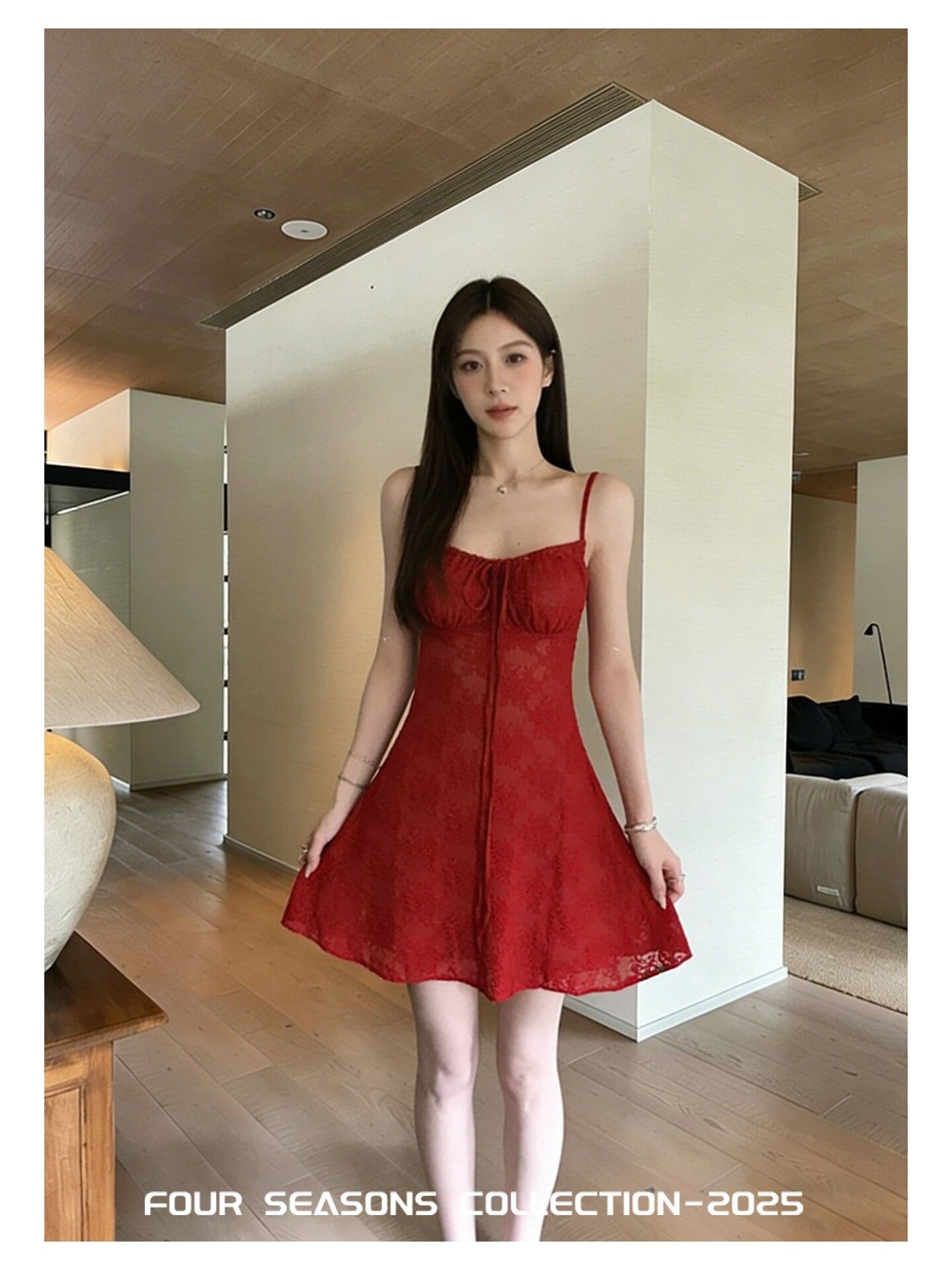 작은 대중 3 차원 자카드 질감 슬립 미니 스커트 여성 여름 새로운 빨간색 달콤한 매운맛 허리 수축 휴가 바람 점프 슈트 치마 상세 이미지 8