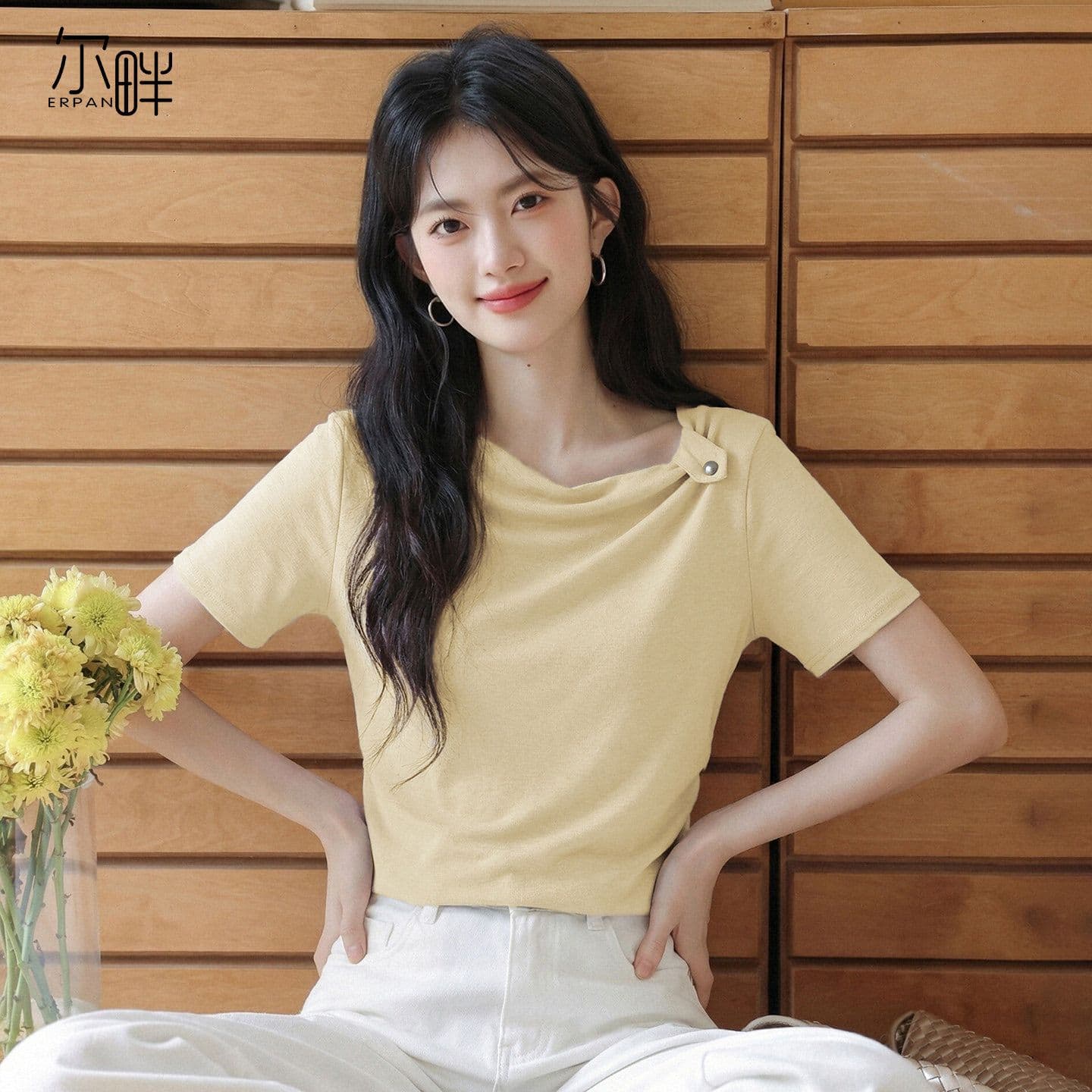 빅 사이즈 품격 보라색 반팔 티셔츠 여성 2026 여름 새로운 고유 한 맨위 상세 이미지 3