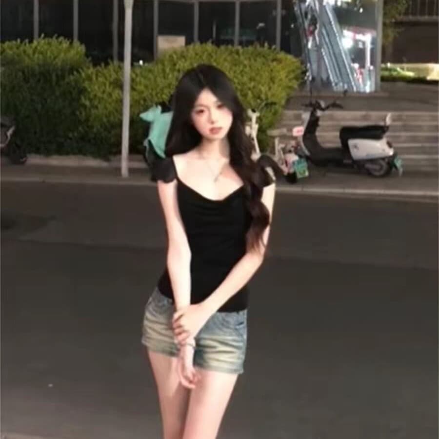 사람들 면 1 1 와 사고 방식 260 그램 한 부서 품격 검정색 흔들다 칼라 Feifei 소매 조끼 여성 셔츠 이미지 5