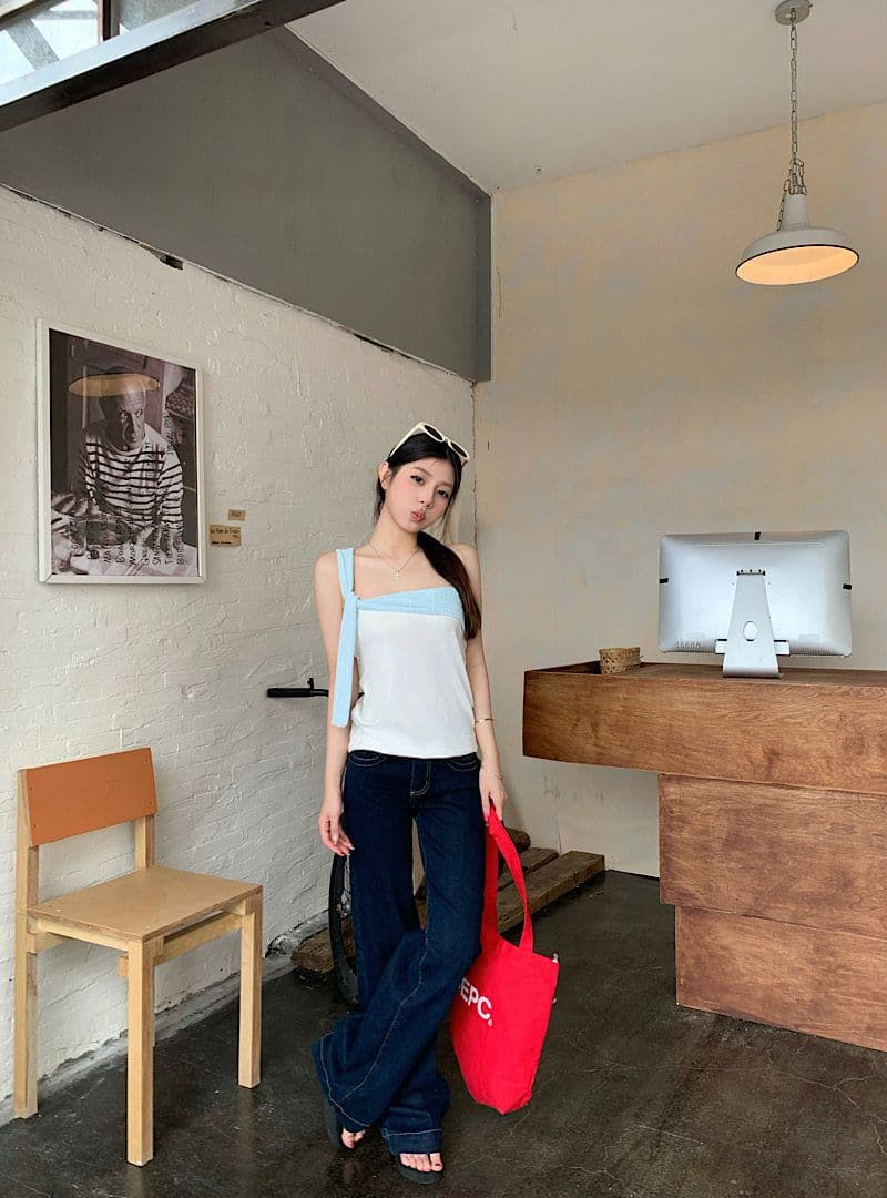 순면 당겨 프레임 비틀림 숄더백 배색 자수 맨위 여성 여름 한 부서 핫걸 디자인 센스 Chic 캐미솔 상세 이미지 5