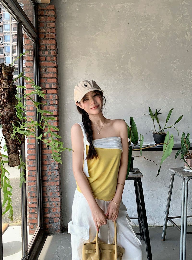 순면 당겨 프레임 비틀림 숄더백 배색 자수 맨위 여성 여름 한 부서 핫걸 디자인 센스 Chic 캐미솔 상세 이미지 9